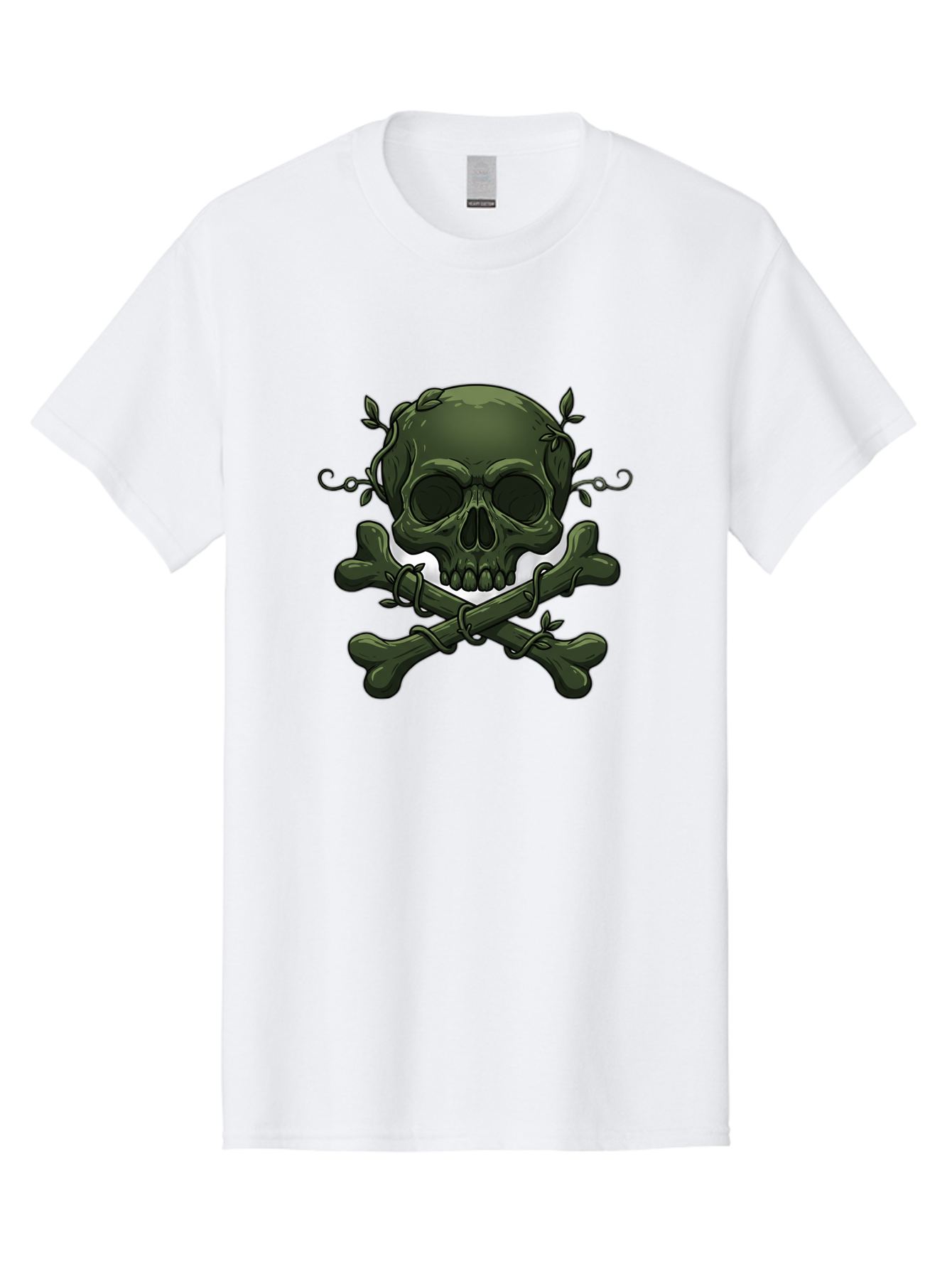 Skull-And-Crossbones-1 Men'S Graphic Tee, 100% Cotton, Comfortable Casual Summer Wear, Machine Washable, Skull And Crossbones, Pirate Symbol, Dark Art, Gothic Design, Skull With Vines, Crossbones With Leaves, Edgy Aesthetic, Grunge Style, Bae737
