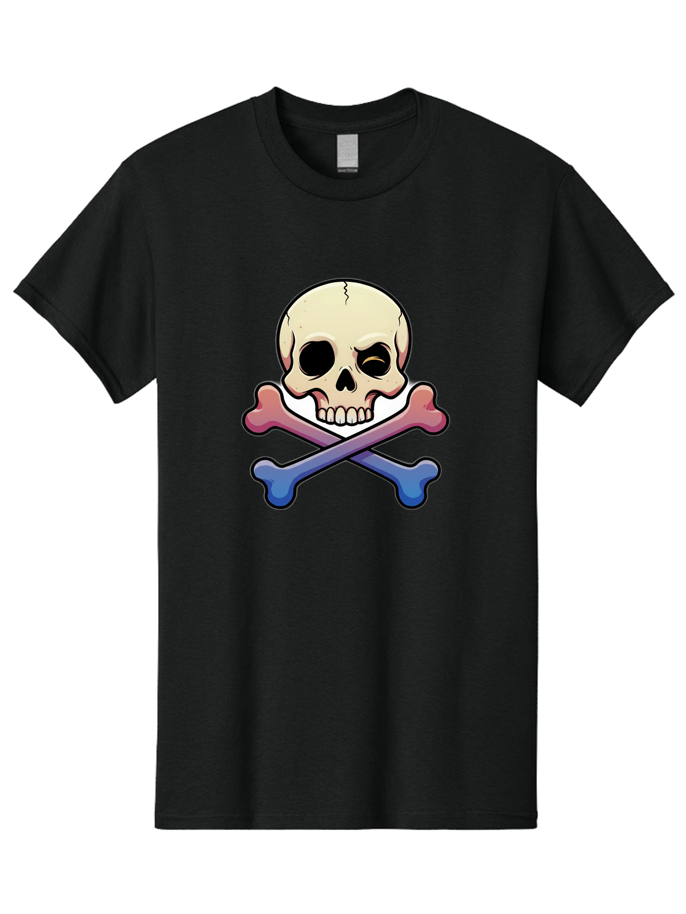 Skull-And-Crossbones Men'S Graphic Tee, 100% Cotton, Comfortable Casual Summer Wear, Machine Washable, Crossed Bones, Human Skull, Poison Symbol, Warning Sign, Cartoon Icon, Grunge Style, Death Symbol, Hazard Warning, Danger Sign, Bae739