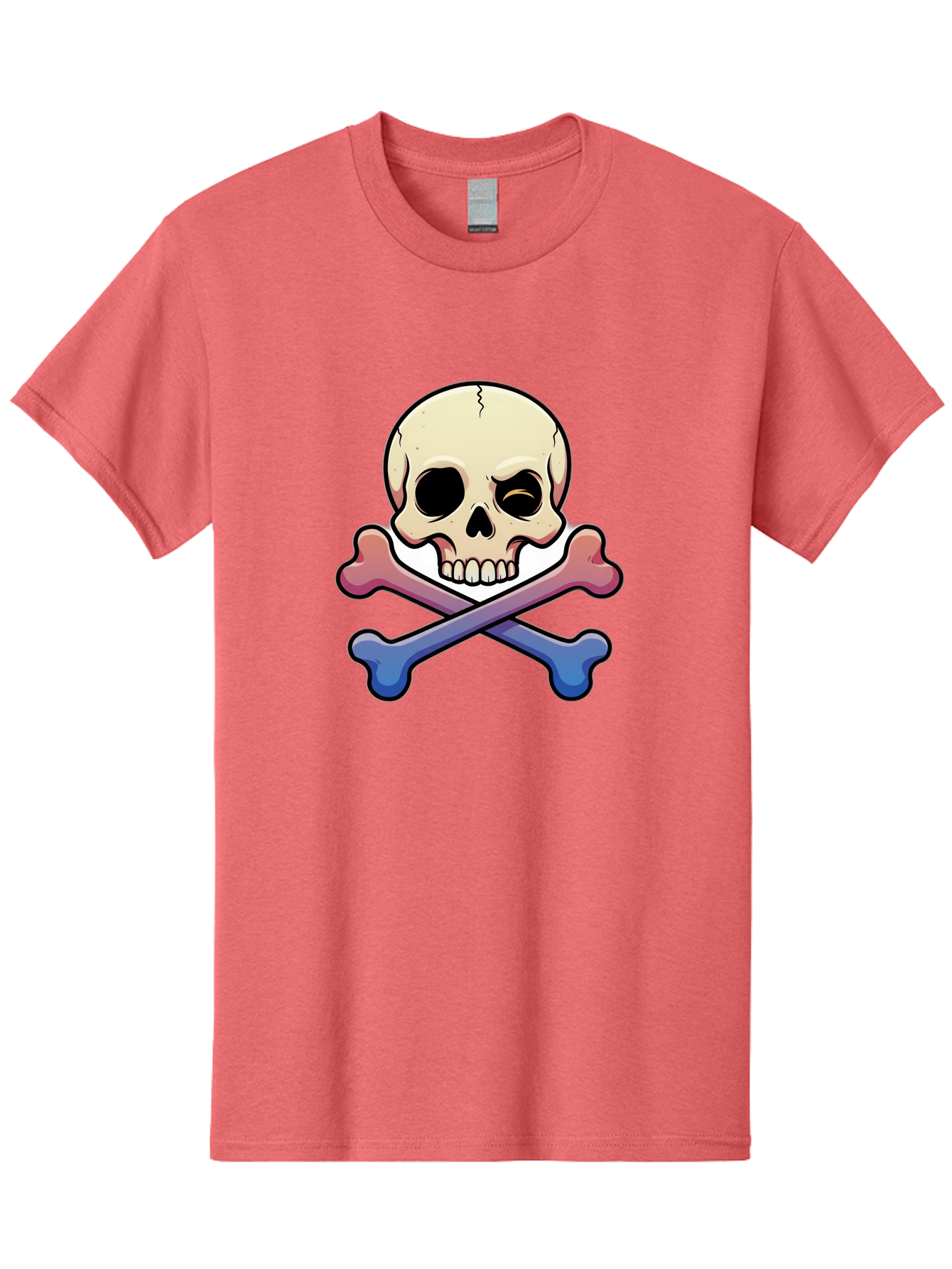Skull-And-Crossbones Men'S Graphic Tee, 100% Cotton, Comfortable Casual Summer Wear, Machine Washable, Crossed Bones, Human Skull, Poison Symbol, Warning Sign, Cartoon Icon, Grunge Style, Death Symbol, Hazard Warning, Danger Sign, Bae739