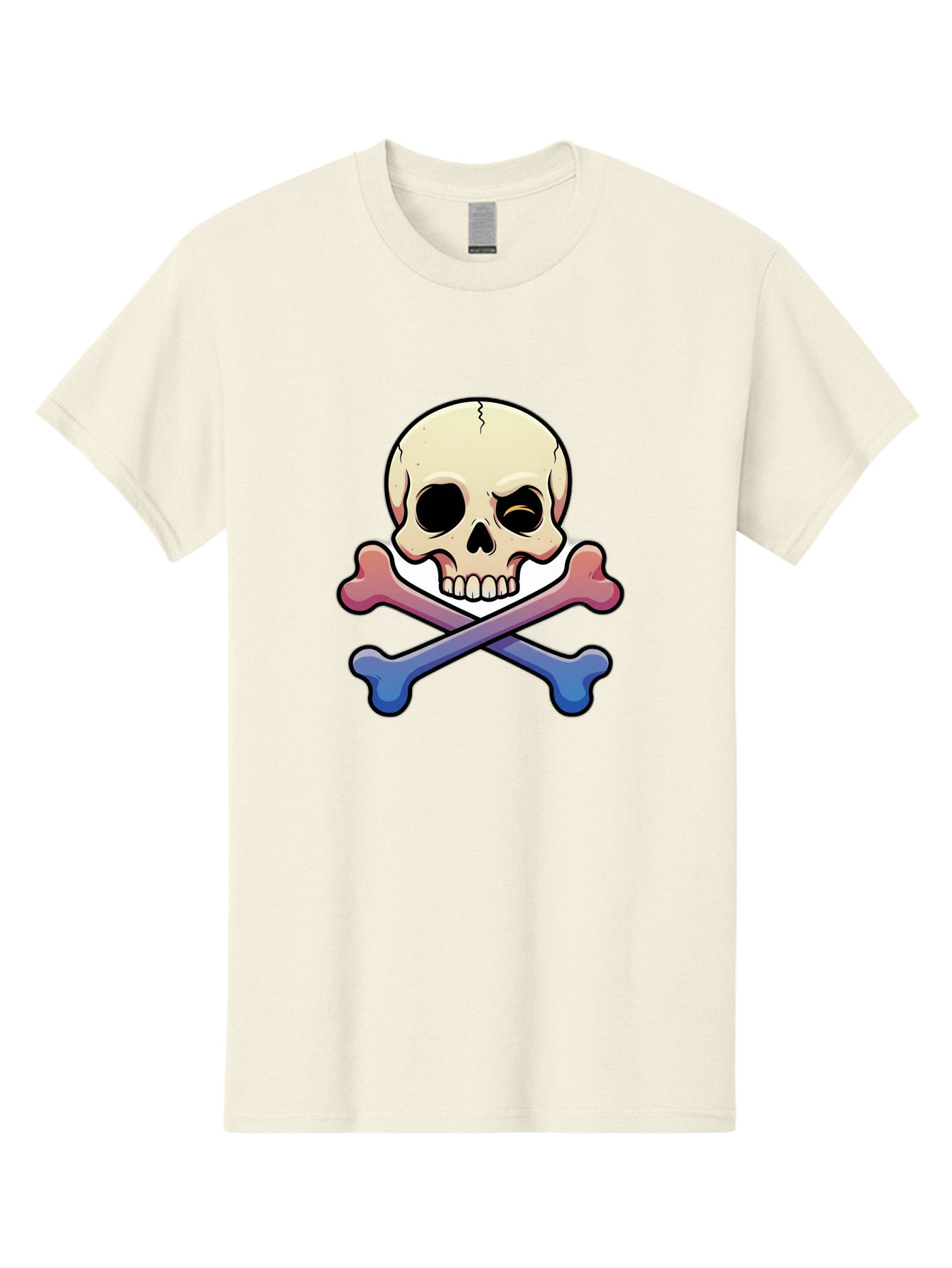 Skull-And-Crossbones Men'S Graphic Tee, 100% Cotton, Comfortable Casual Summer Wear, Machine Washable, Crossed Bones, Human Skull, Poison Symbol, Warning Sign, Cartoon Icon, Grunge Style, Death Symbol, Hazard Warning, Danger Sign, Bae739