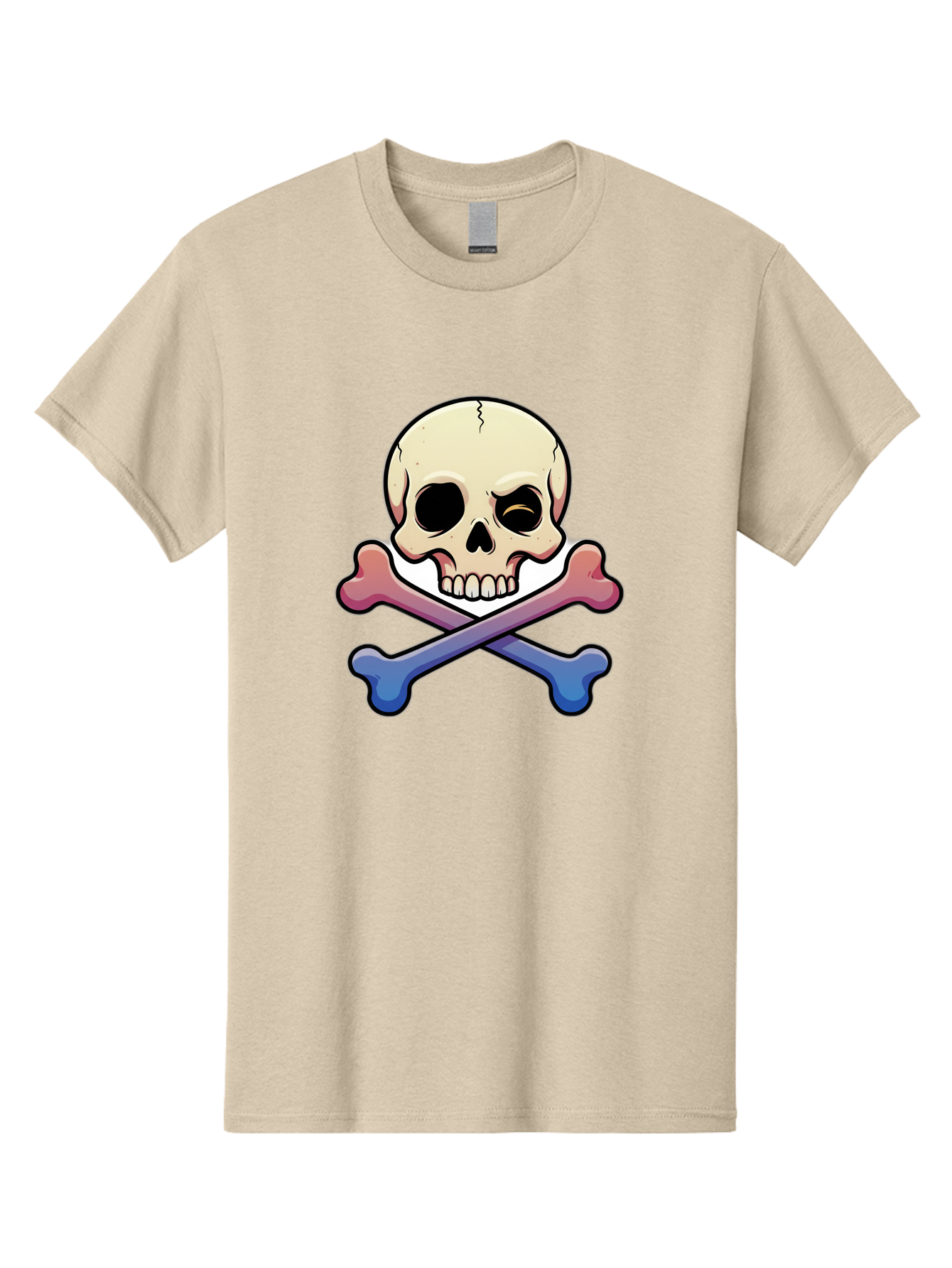 Skull-And-Crossbones Men'S Graphic Tee, 100% Cotton, Comfortable Casual Summer Wear, Machine Washable, Crossed Bones, Human Skull, Poison Symbol, Warning Sign, Cartoon Icon, Grunge Style, Death Symbol, Hazard Warning, Danger Sign, Bae739