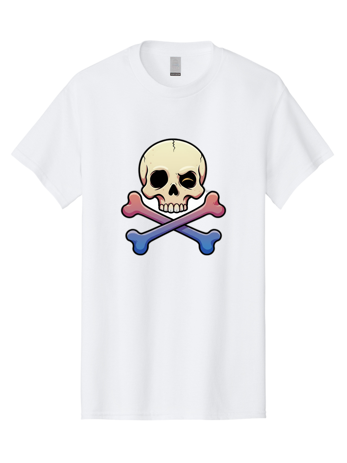 Skull-And-Crossbones Men'S Graphic Tee, 100% Cotton, Comfortable Casual Summer Wear, Machine Washable, Crossed Bones, Human Skull, Poison Symbol, Warning Sign, Cartoon Icon, Grunge Style, Death Symbol, Hazard Warning, Danger Sign, Bae739