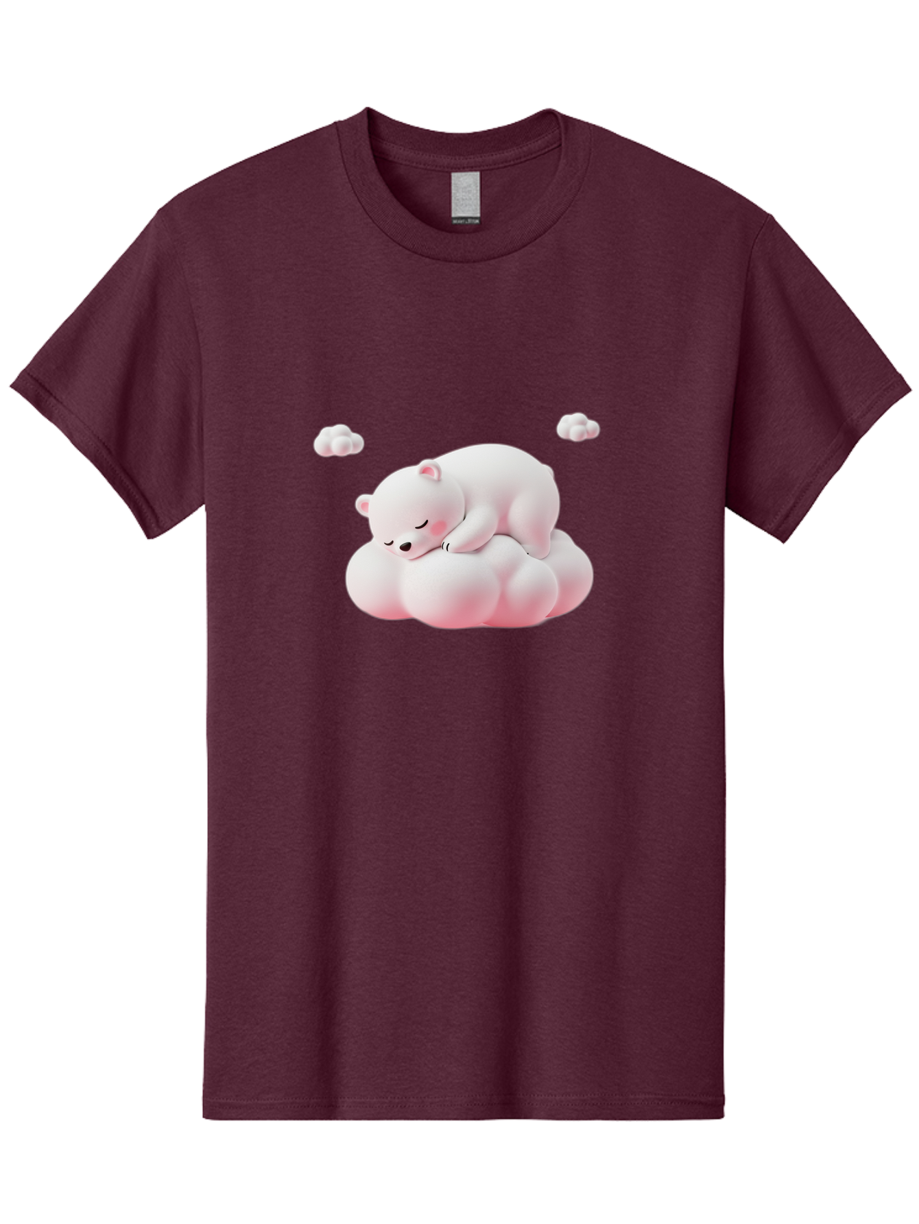 Sleeping-Polar-Bear-1 Men'S Graphic Tee, 100% Cotton, Comfortable Casual Summer Wear, Machine Washable, Sleeping Polar Bear, Cute Cartoon Animal, Peaceful Slumber, Fluffy White Bear, Serene Atmosphere, Adorable Illustration, Soft Pink Clouds, Bae740