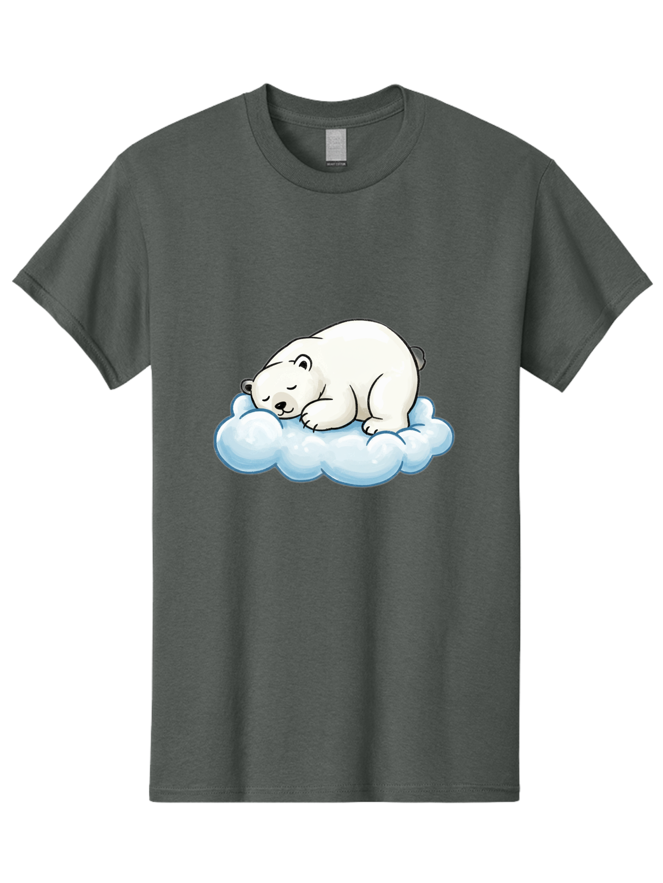 Sleeping-Polar-Bear-10 Men'S Graphic Tee, 100% Cotton, Comfortable Casual Summer Wear, Machine Washable, Sleeping Polar Bear, Cute Cartoon Character, White Fur, Fluffy Cloud, Peaceful Slumber, Adorable Illustration, Dreamy Atmosphere, Bae741