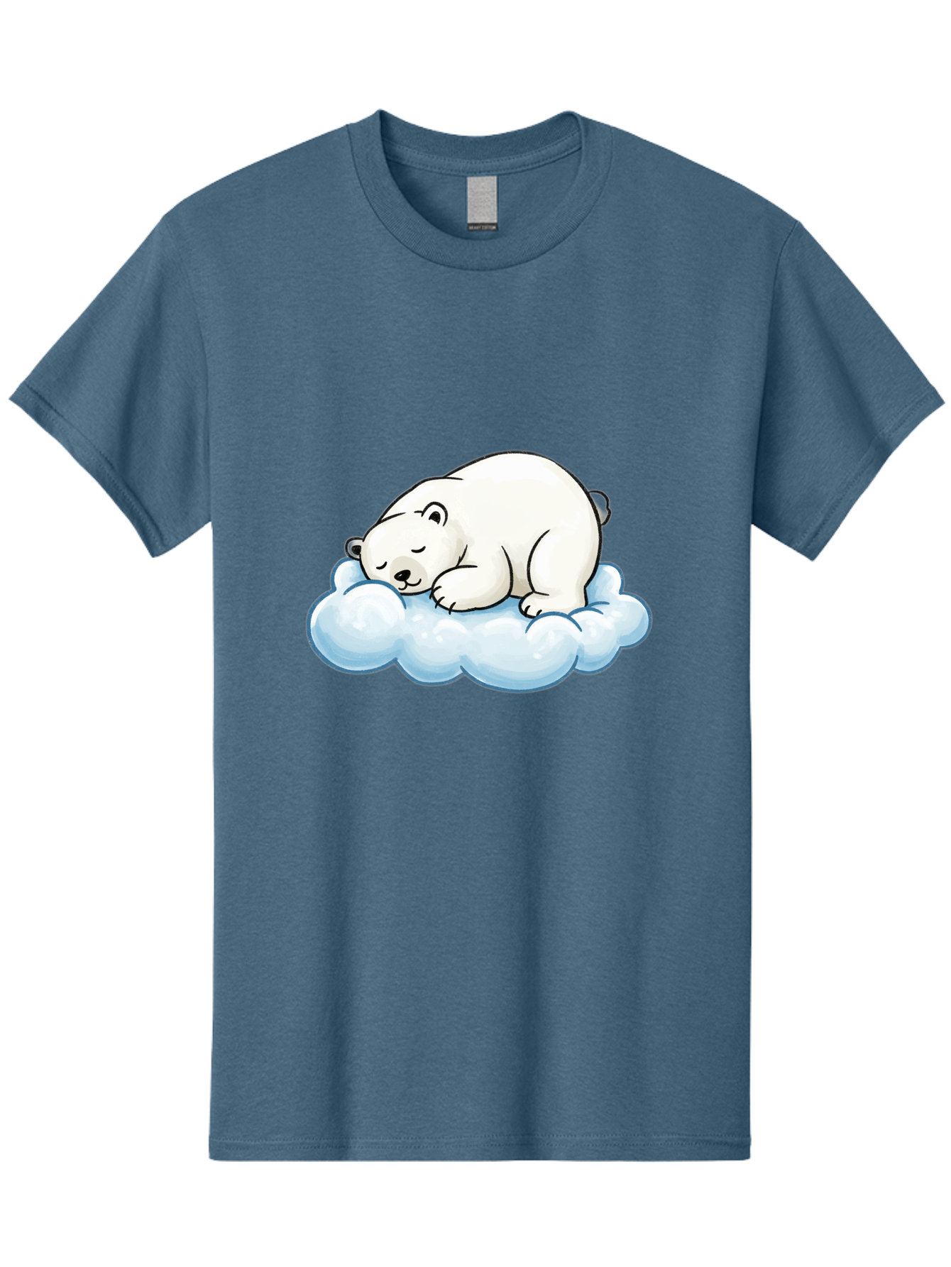 Sleeping-Polar-Bear-10 Men'S Graphic Tee, 100% Cotton, Comfortable Casual Summer Wear, Machine Washable, Sleeping Polar Bear, Cute Cartoon Character, White Fur, Fluffy Cloud, Peaceful Slumber, Adorable Illustration, Dreamy Atmosphere, Bae741