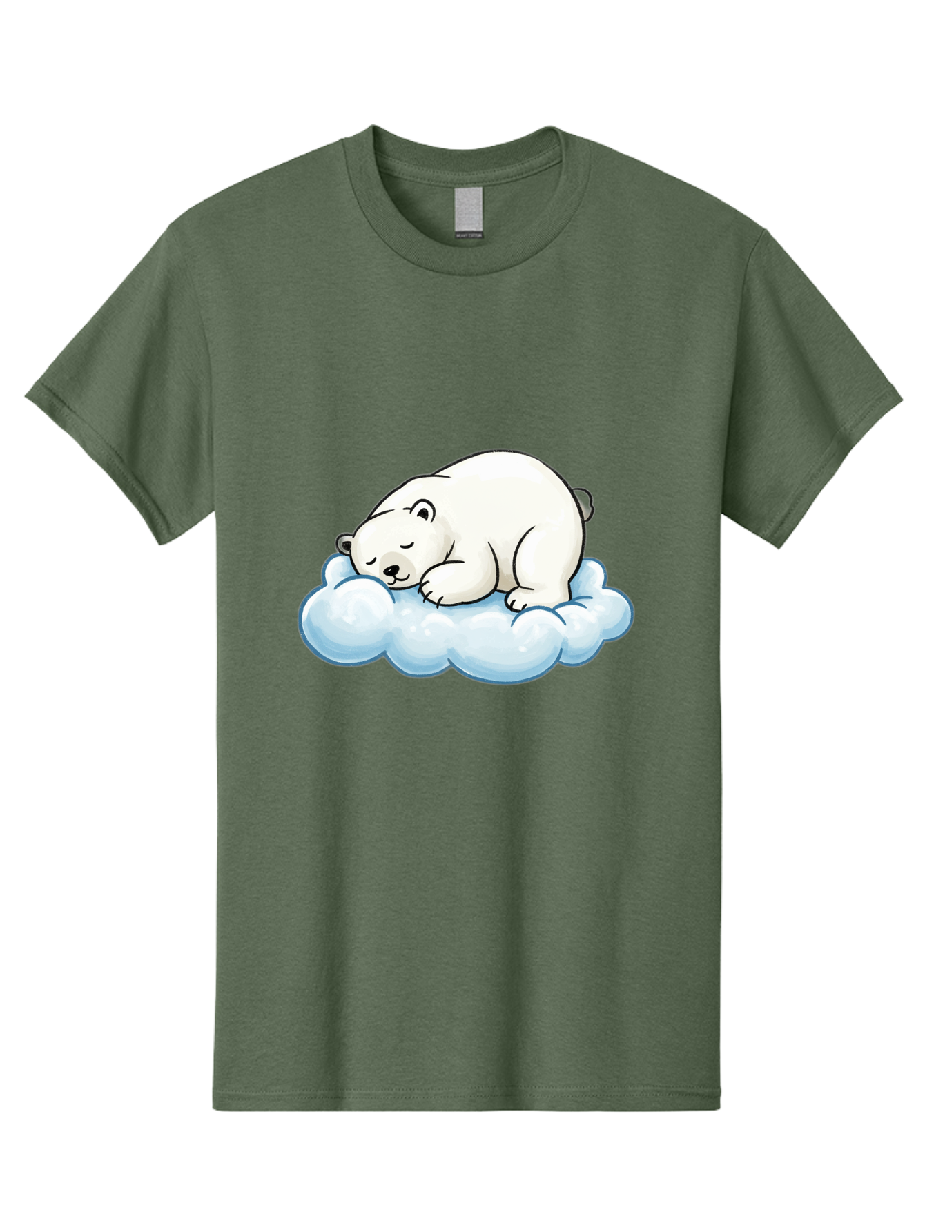 Sleeping-Polar-Bear-10 Men'S Graphic Tee, 100% Cotton, Comfortable Casual Summer Wear, Machine Washable, Sleeping Polar Bear, Cute Cartoon Character, White Fur, Fluffy Cloud, Peaceful Slumber, Adorable Illustration, Dreamy Atmosphere, Bae741