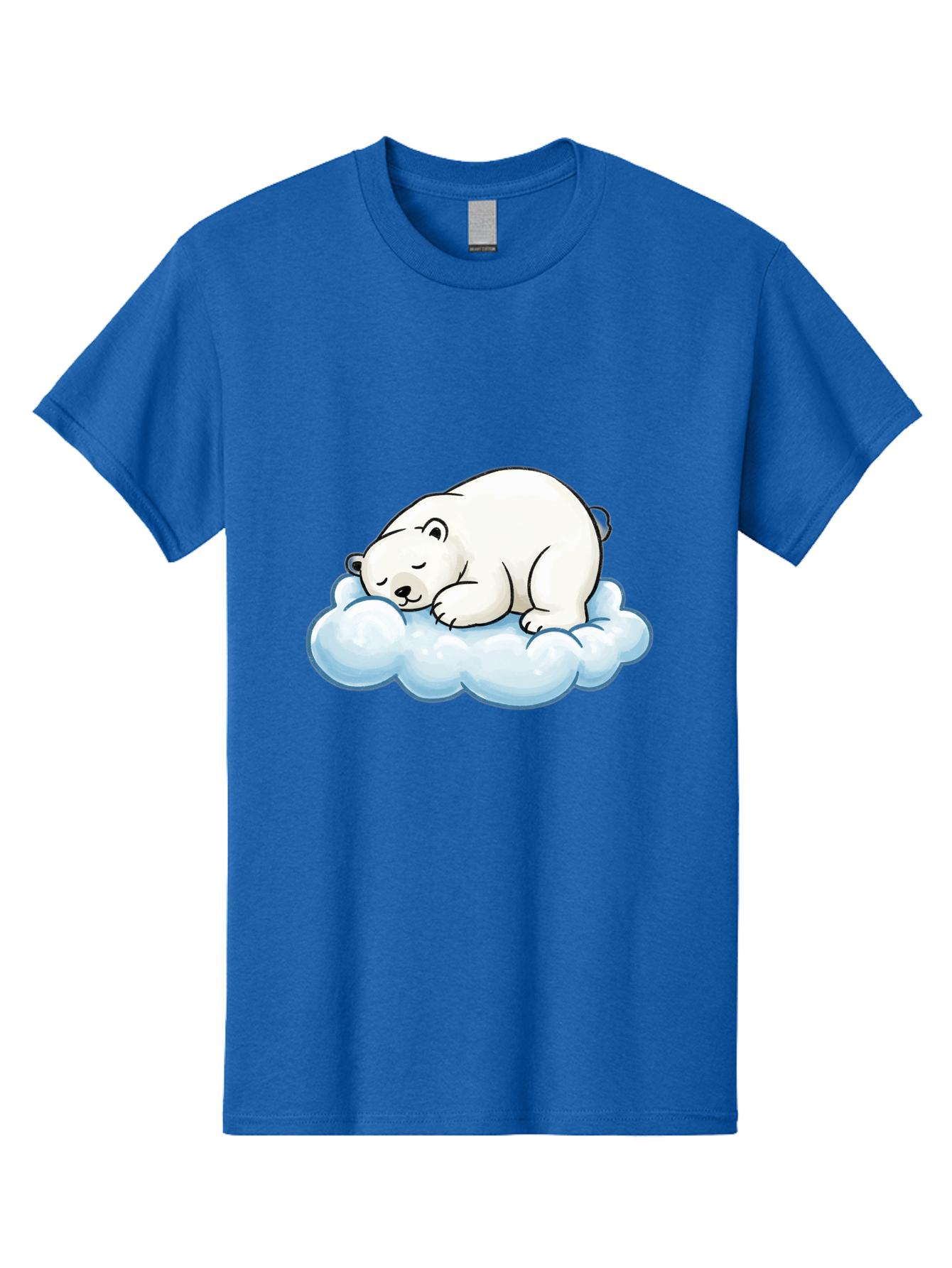 Sleeping-Polar-Bear-10 Men'S Graphic Tee, 100% Cotton, Comfortable Casual Summer Wear, Machine Washable, Sleeping Polar Bear, Cute Cartoon Character, White Fur, Fluffy Cloud, Peaceful Slumber, Adorable Illustration, Dreamy Atmosphere, Bae741
