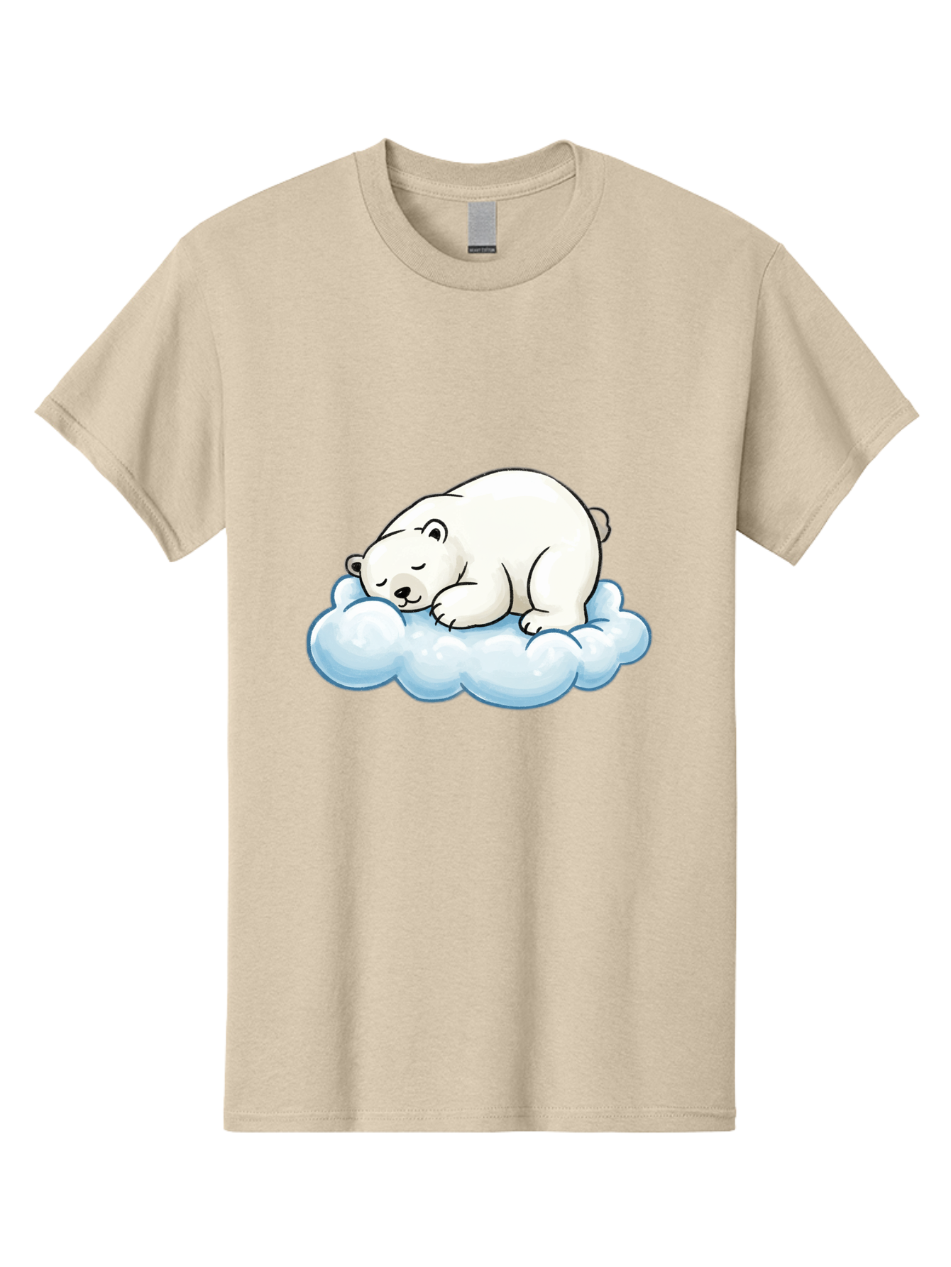 Sleeping-Polar-Bear-10 Men'S Graphic Tee, 100% Cotton, Comfortable Casual Summer Wear, Machine Washable, Sleeping Polar Bear, Cute Cartoon Character, White Fur, Fluffy Cloud, Peaceful Slumber, Adorable Illustration, Dreamy Atmosphere, Bae741