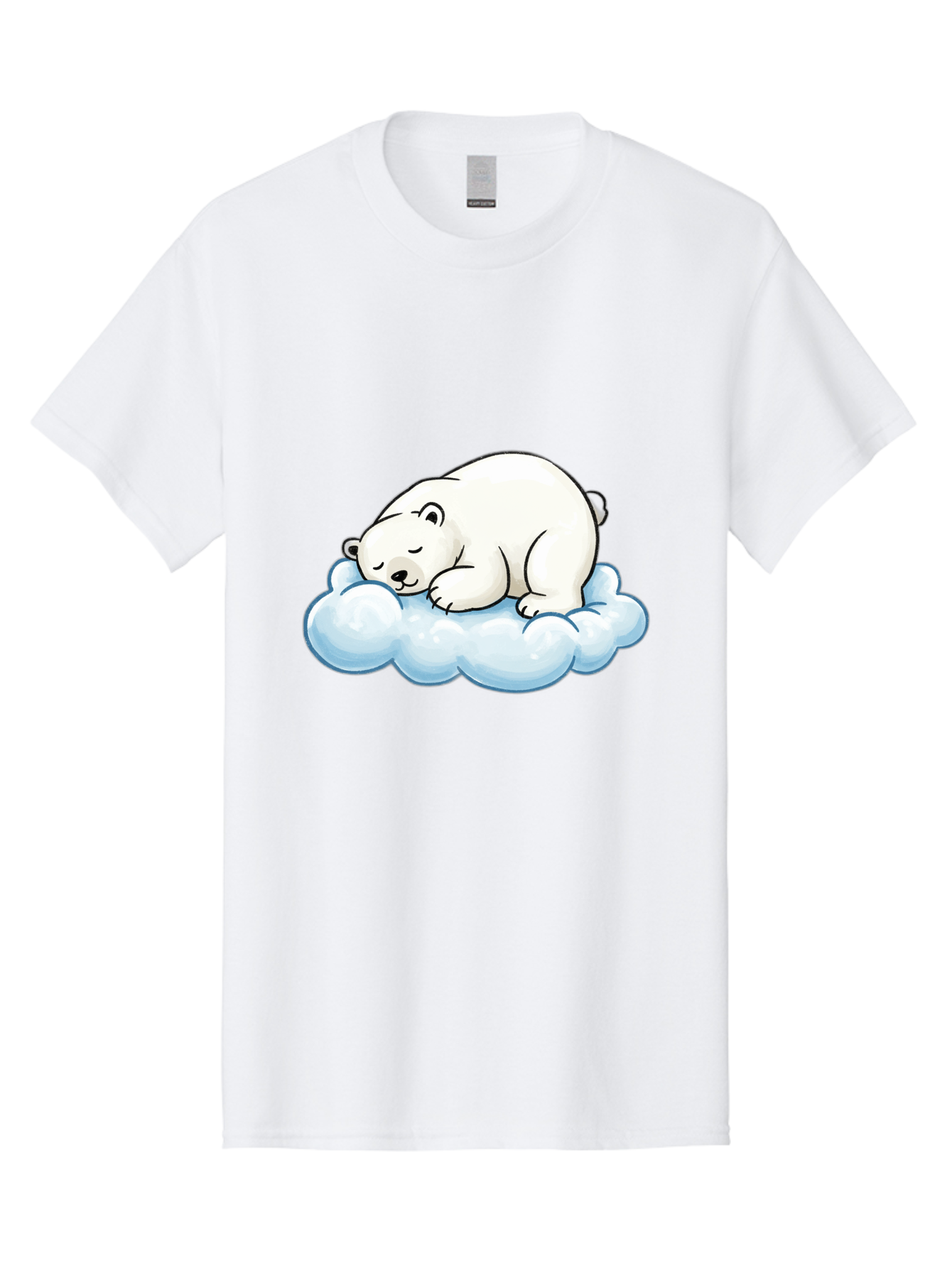 Sleeping-Polar-Bear-10 Men'S Graphic Tee, 100% Cotton, Comfortable Casual Summer Wear, Machine Washable, Sleeping Polar Bear, Cute Cartoon Character, White Fur, Fluffy Cloud, Peaceful Slumber, Adorable Illustration, Dreamy Atmosphere, Bae741