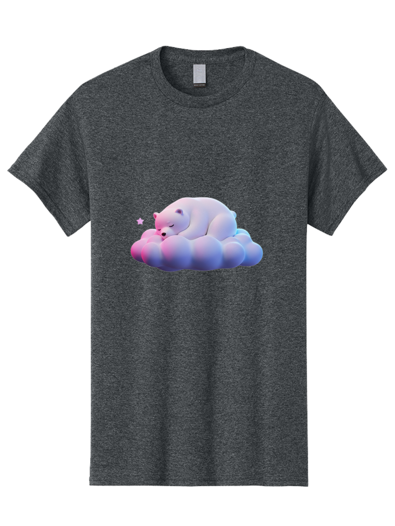 Sleeping-Polar-Bear-11 Men'S Graphic Tee, 100% Cotton, Comfortable Casual Summer Wear, Machine Washable, Sleeping Polar Bear, White Bear, Cloud, Dreamy Scene, Peaceful Slumber, Serene Atmosphere, Cute Bear, Cartoon Style Bae742