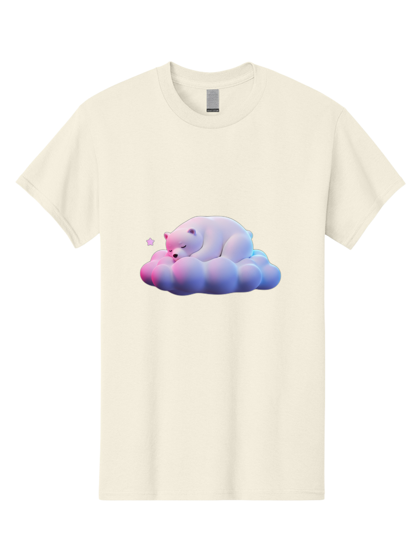 Sleeping-Polar-Bear-11 Men'S Graphic Tee, 100% Cotton, Comfortable Casual Summer Wear, Machine Washable, Sleeping Polar Bear, White Bear, Cloud, Dreamy Scene, Peaceful Slumber, Serene Atmosphere, Cute Bear, Cartoon Style Bae742