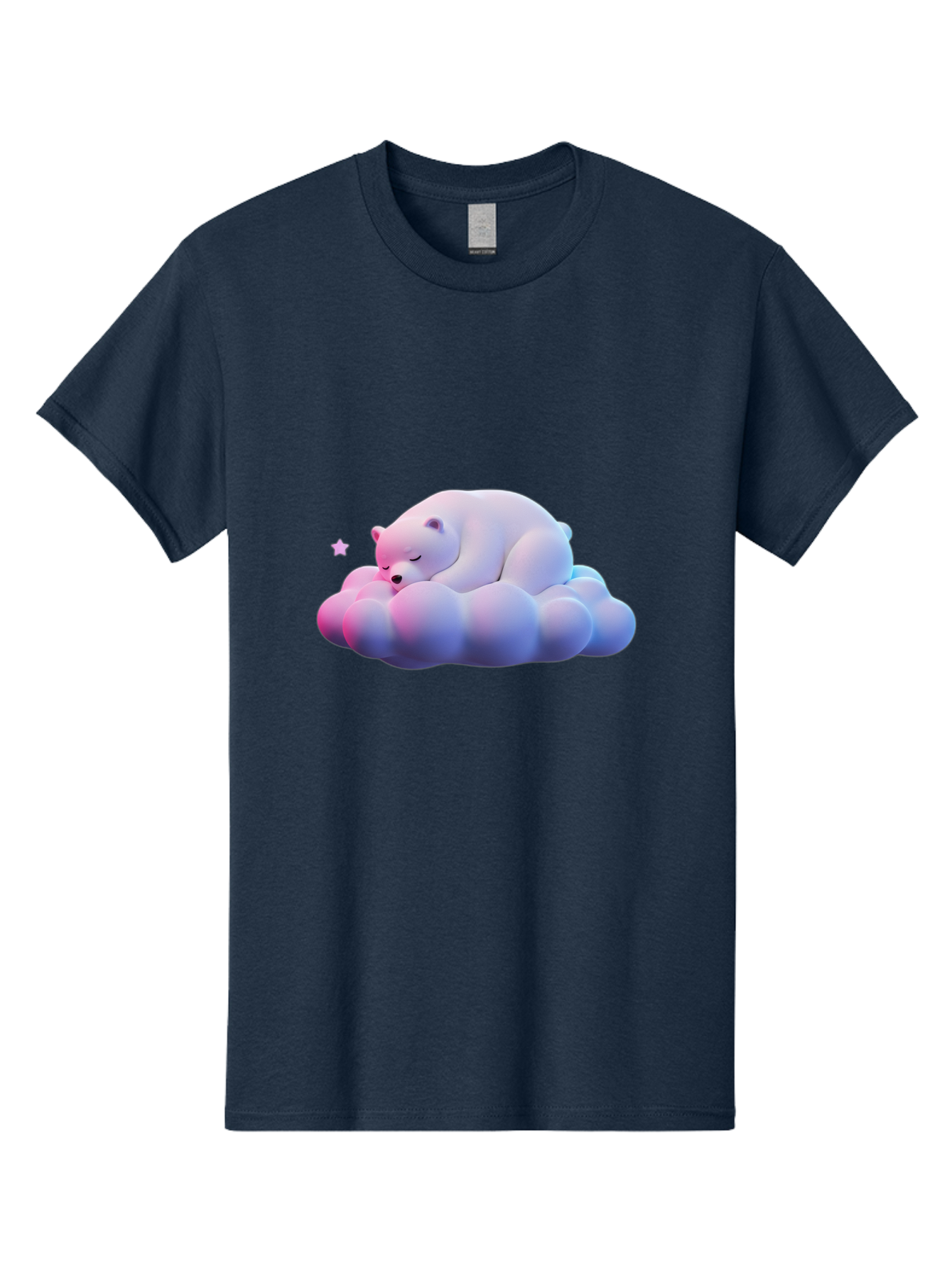 Sleeping-Polar-Bear-11 Men'S Graphic Tee, 100% Cotton, Comfortable Casual Summer Wear, Machine Washable, Sleeping Polar Bear, White Bear, Cloud, Dreamy Scene, Peaceful Slumber, Serene Atmosphere, Cute Bear, Cartoon Style Bae742
