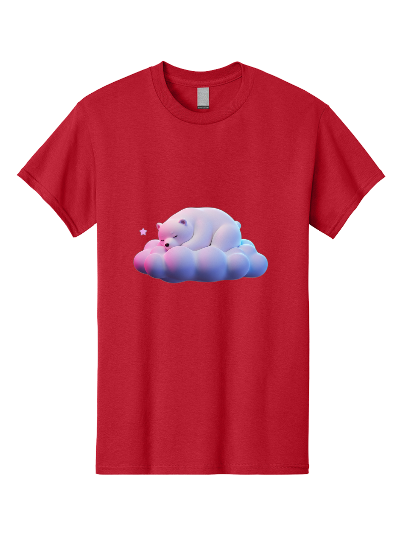 Sleeping-Polar-Bear-11 Men'S Graphic Tee, 100% Cotton, Comfortable Casual Summer Wear, Machine Washable, Sleeping Polar Bear, White Bear, Cloud, Dreamy Scene, Peaceful Slumber, Serene Atmosphere, Cute Bear, Cartoon Style Bae742