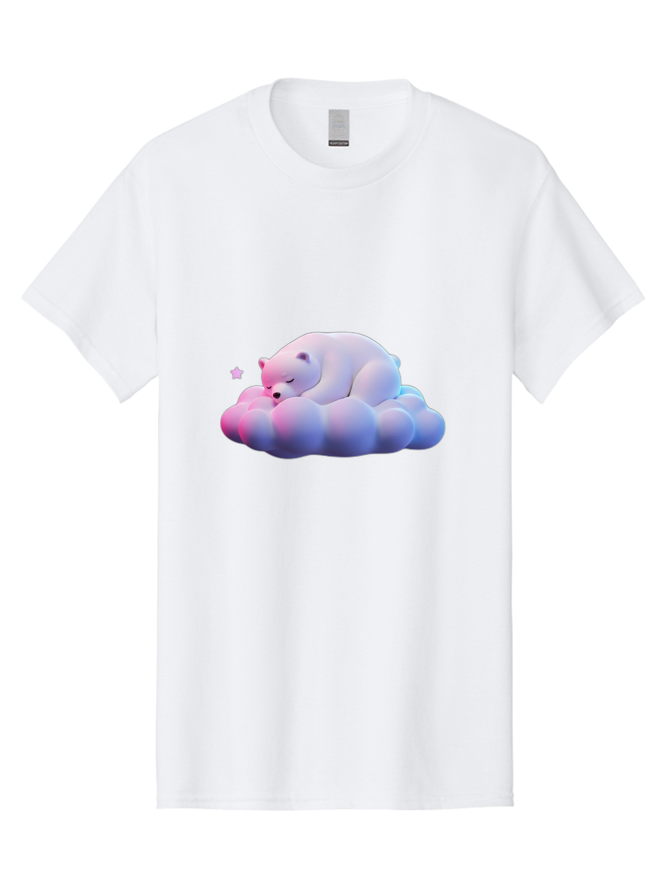 Sleeping-Polar-Bear-11 Men'S Graphic Tee, 100% Cotton, Comfortable Casual Summer Wear, Machine Washable, Sleeping Polar Bear, White Bear, Cloud, Dreamy Scene, Peaceful Slumber, Serene Atmosphere, Cute Bear, Cartoon Style Bae742