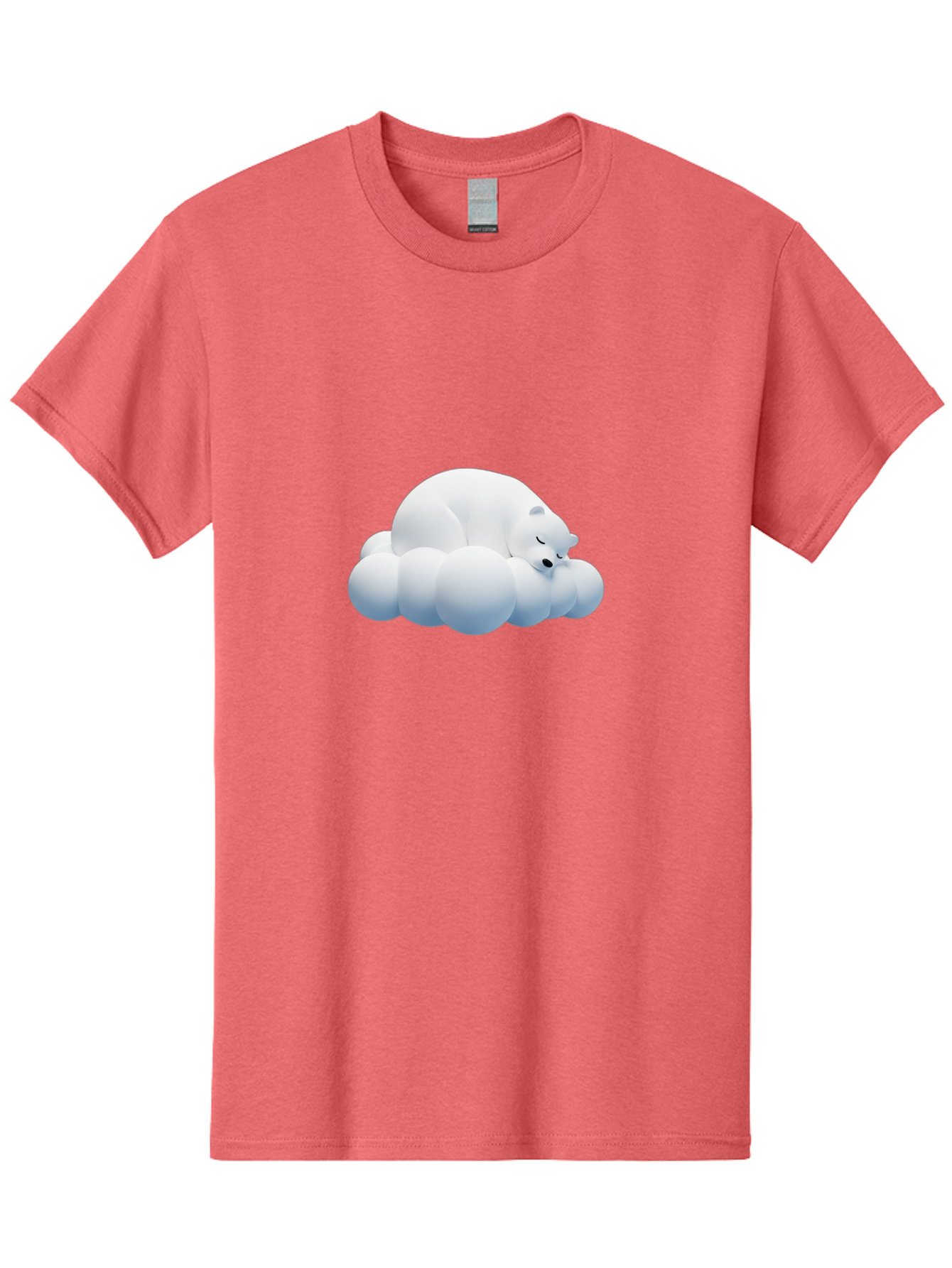 Sleeping-Polar-Bear-2 Men'S Graphic Tee, 100% Cotton, Comfortable Casual Summer Wear, Machine Washable, Sleeping Polar Bear On Cloud, Peaceful Slumber, Serene Atmosphere, Cute Cartoon Character, Relaxing Illustration, Sweet Dreams, Calmness, Bae743