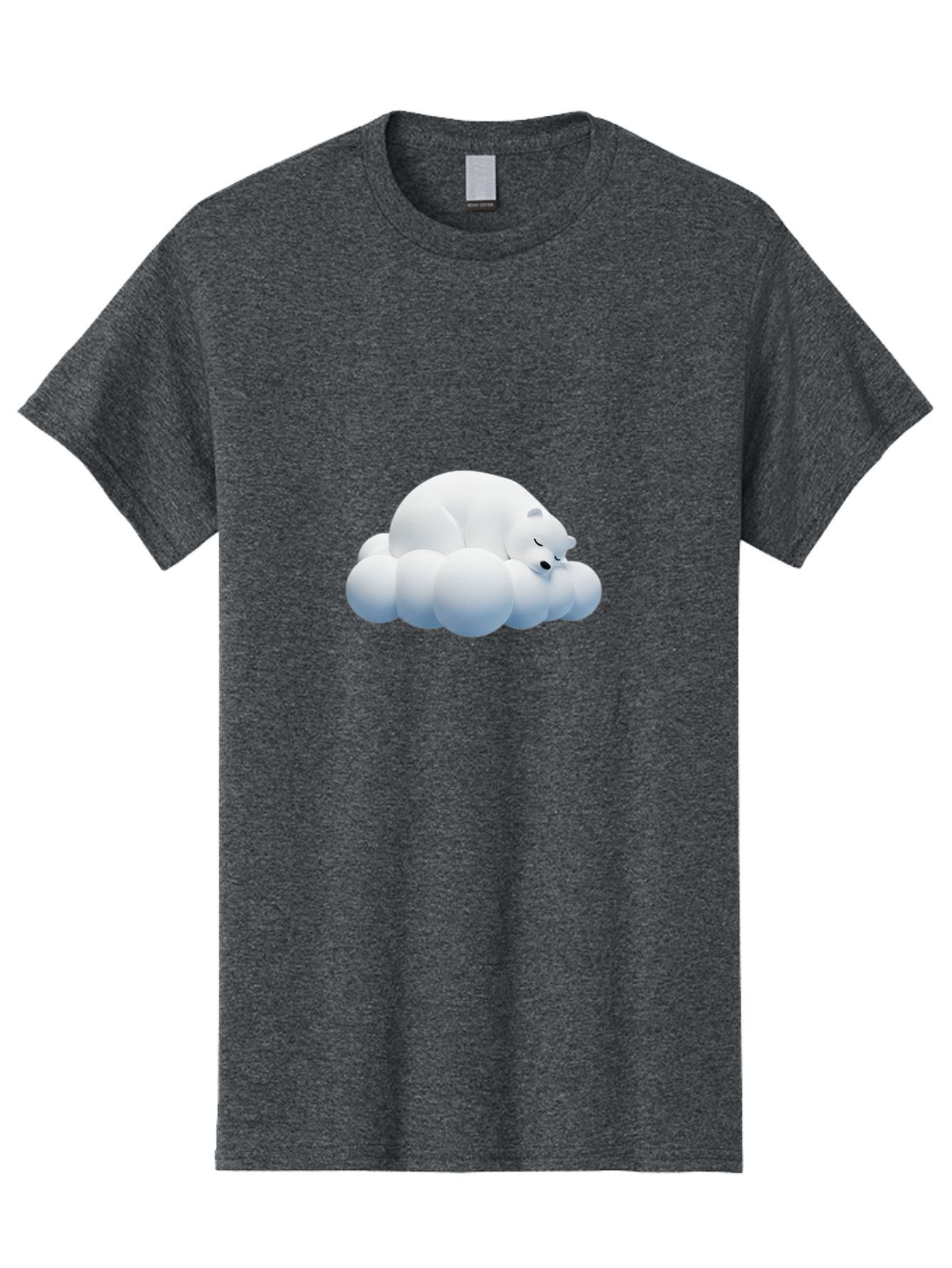 Sleeping-Polar-Bear-2 Men'S Graphic Tee, 100% Cotton, Comfortable Casual Summer Wear, Machine Washable, Sleeping Polar Bear On Cloud, Peaceful Slumber, Serene Atmosphere, Cute Cartoon Character, Relaxing Illustration, Sweet Dreams, Calmness, Bae743