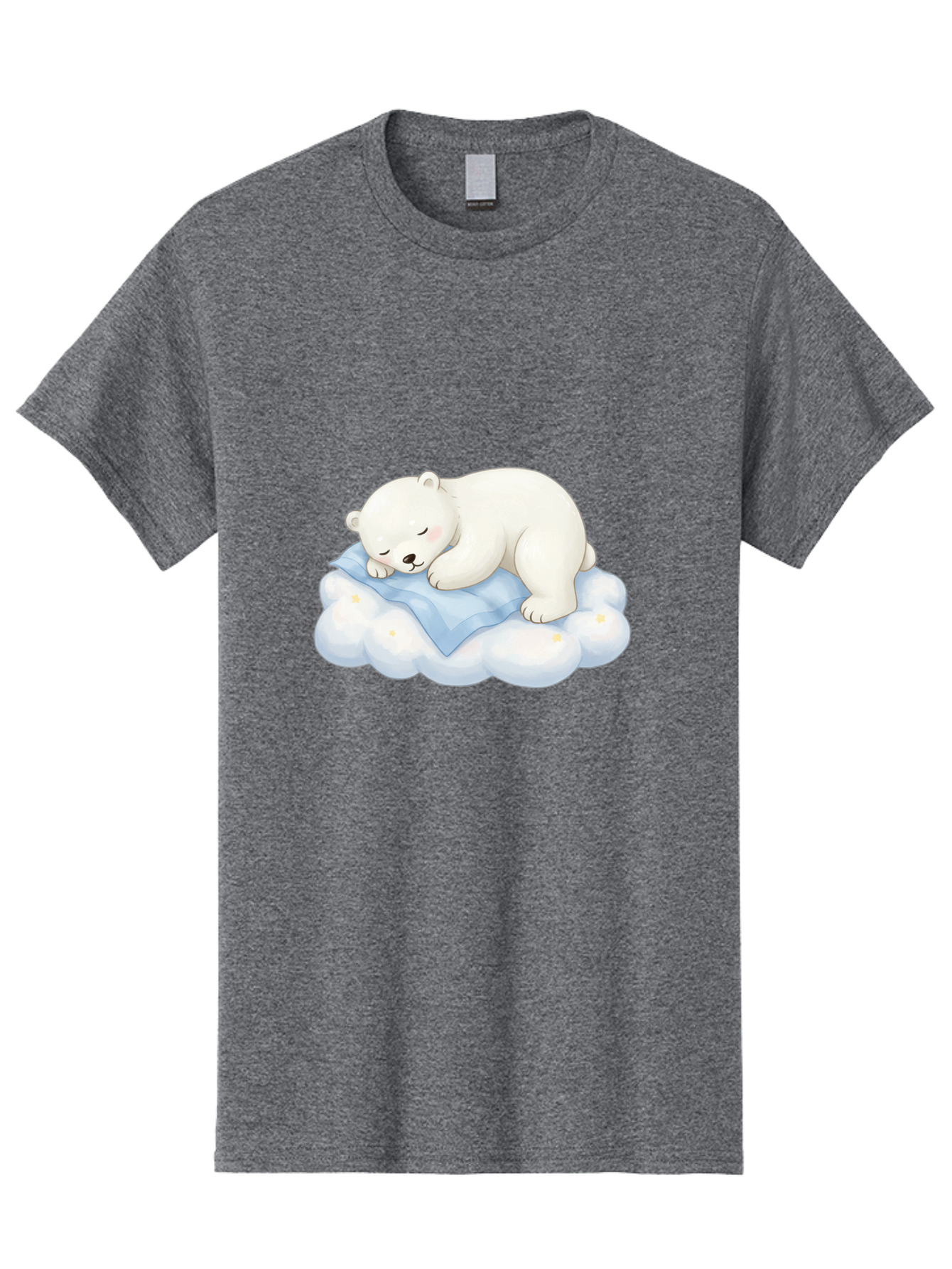 Sleeping-Polar-Bear-3 Men'S Graphic Tee, 100% Cotton, Comfortable Casual Summer Wear, Machine Washable, Polar Bear Sleeping On Cloud, Cute Cartoon Bear, Peaceful Slumber, Fluffy White Bear, Serene Atmosphere, Adorable Animal, Kawaii Bae744