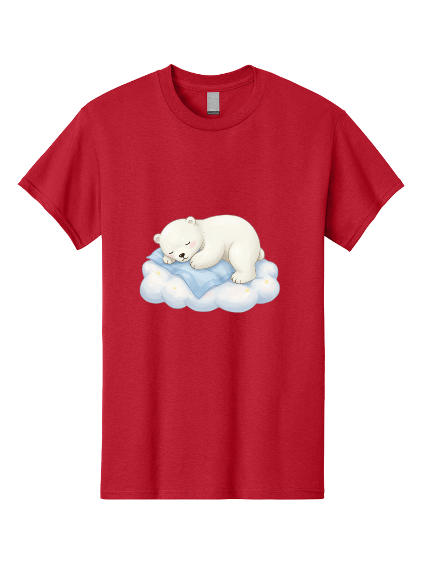 Sleeping-Polar-Bear-3 Men'S Graphic Tee, 100% Cotton, Comfortable Casual Summer Wear, Machine Washable, Polar Bear Sleeping On Cloud, Cute Cartoon Bear, Peaceful Slumber, Fluffy White Bear, Serene Atmosphere, Adorable Animal, Kawaii Bae744