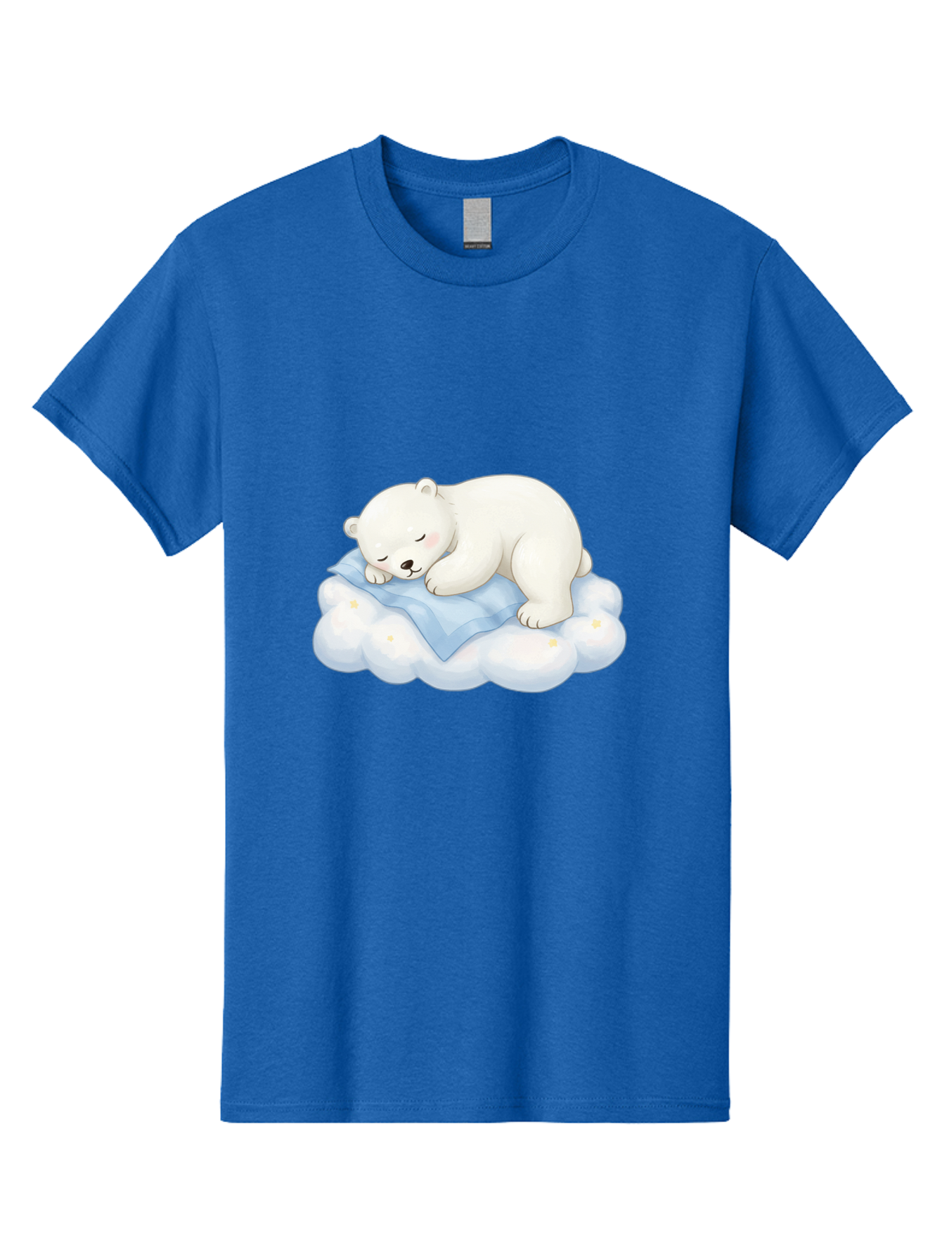 Sleeping-Polar-Bear-3 Men'S Graphic Tee, 100% Cotton, Comfortable Casual Summer Wear, Machine Washable, Polar Bear Sleeping On Cloud, Cute Cartoon Bear, Peaceful Slumber, Fluffy White Bear, Serene Atmosphere, Adorable Animal, Kawaii Bae744