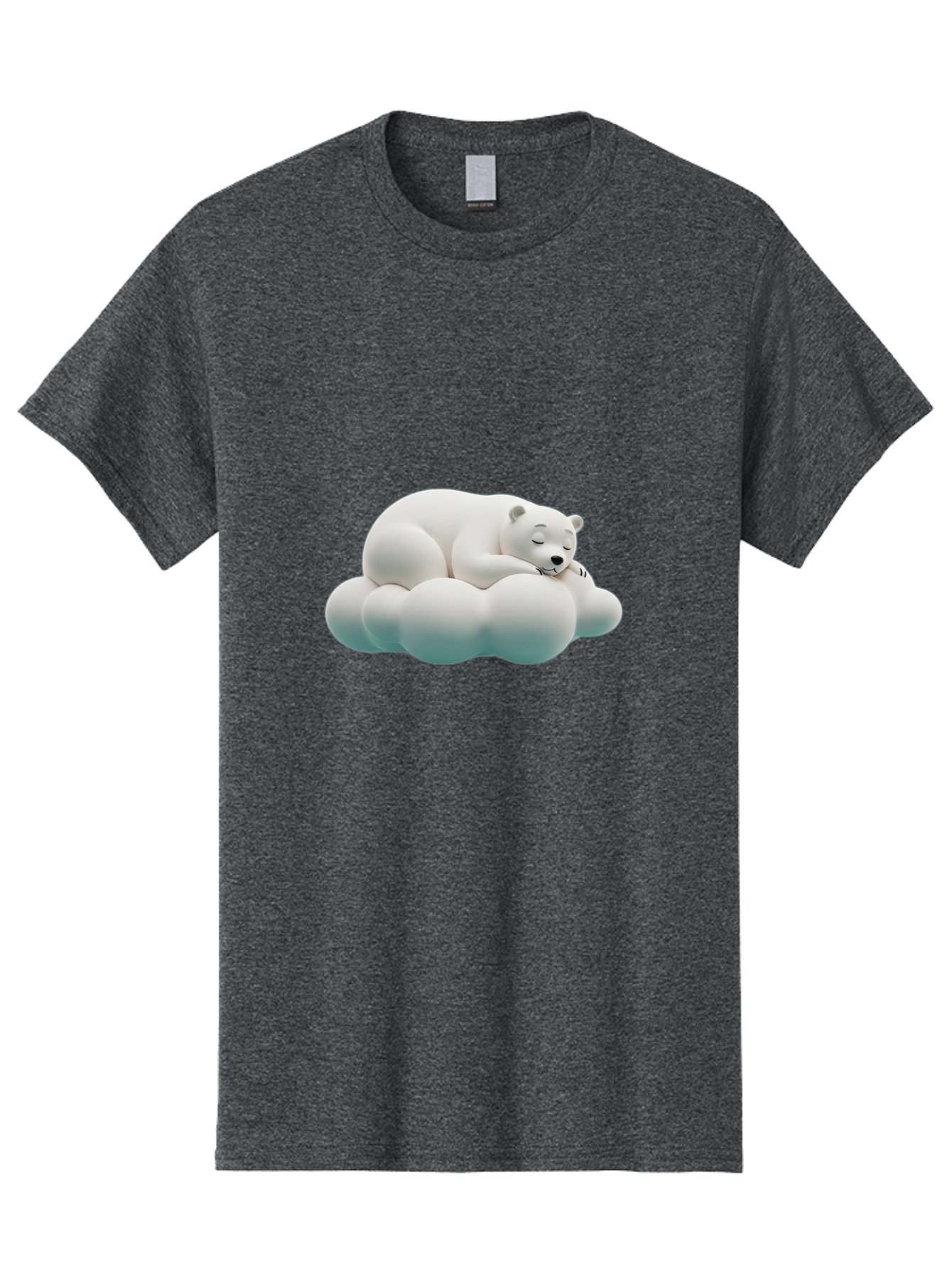 Sleeping-Polar-Bear-4 Men'S Graphic Tee, 100% Cotton, Comfortable Casual Summer Wear, Machine Washable, Polar Bear Sleeping On Cloud, Cute Animal, Serene Atmosphere, Peaceful Slumber, Adorable, White Polar Bear, Cartoon Style, 3D Rendering Bae745