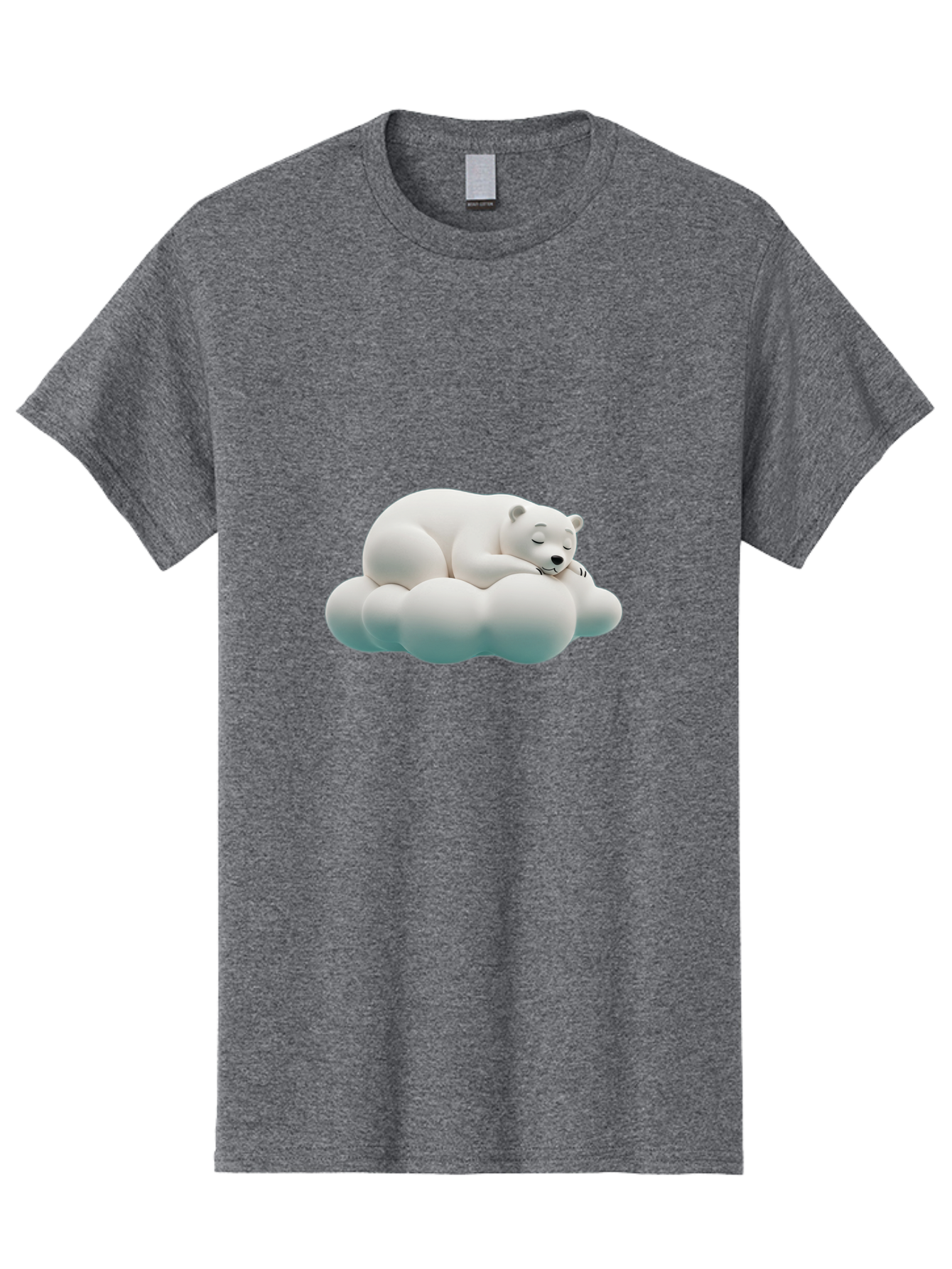 Sleeping-Polar-Bear-4 Men'S Graphic Tee, 100% Cotton, Comfortable Casual Summer Wear, Machine Washable, Polar Bear Sleeping On Cloud, Cute Animal, Serene Atmosphere, Peaceful Slumber, Adorable, White Polar Bear, Cartoon Style, 3D Rendering Bae745