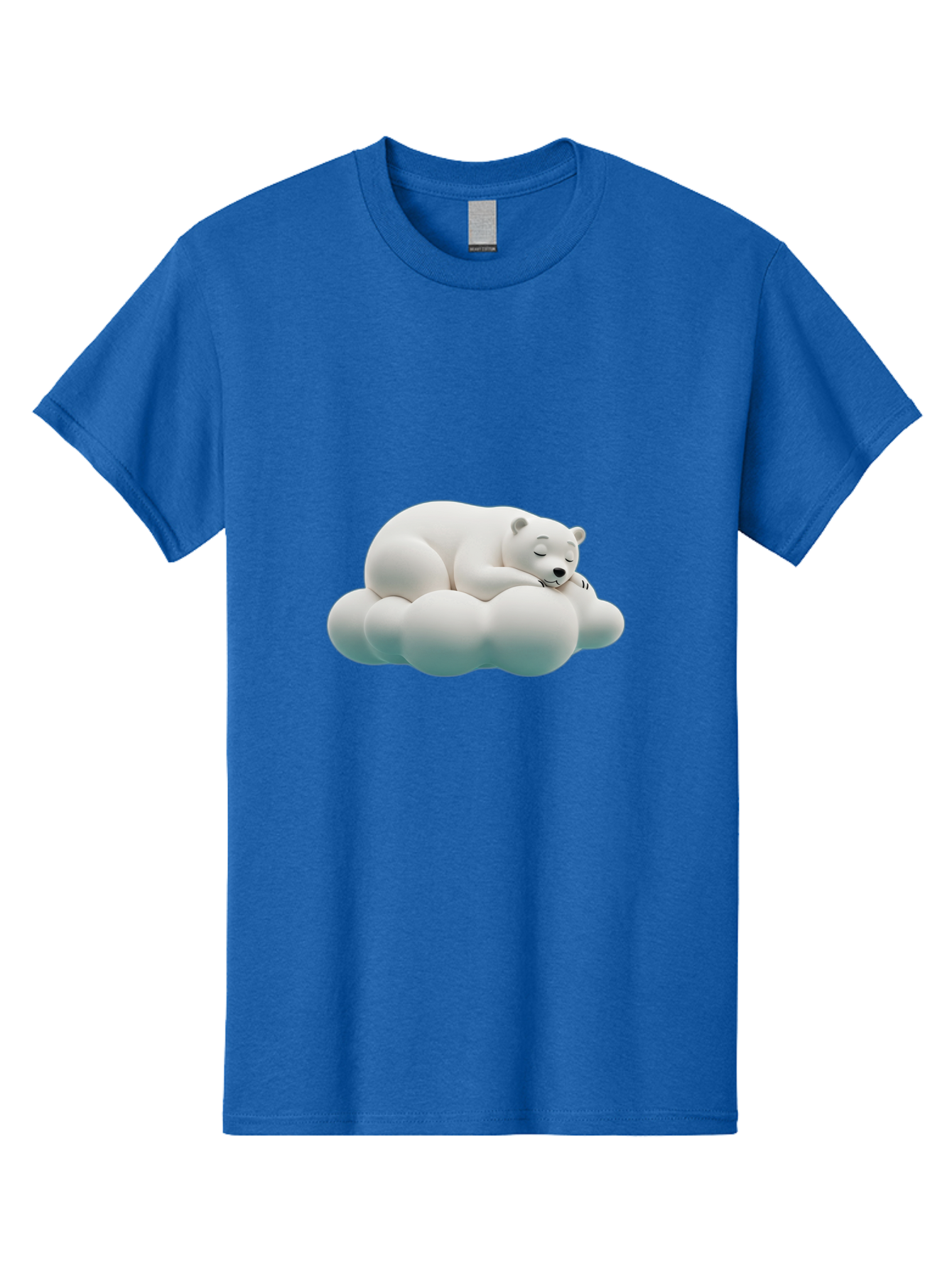 Sleeping-Polar-Bear-4 Men'S Graphic Tee, 100% Cotton, Comfortable Casual Summer Wear, Machine Washable, Polar Bear Sleeping On Cloud, Cute Animal, Serene Atmosphere, Peaceful Slumber, Adorable, White Polar Bear, Cartoon Style, 3D Rendering Bae745