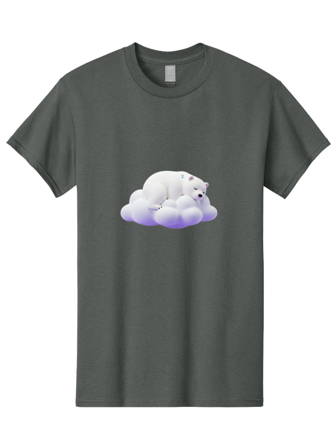Sleeping-Polar-Bear-5 Men'S Graphic Tee, 100% Cotton, Comfortable Casual Summer Wear, Machine Washable, Sleeping Polar Bear, Cute Cartoon Character, Relaxing On Cloud, Peaceful Slumber, Serene Atmosphere, Adorable Illustration, Zzz, Bae746