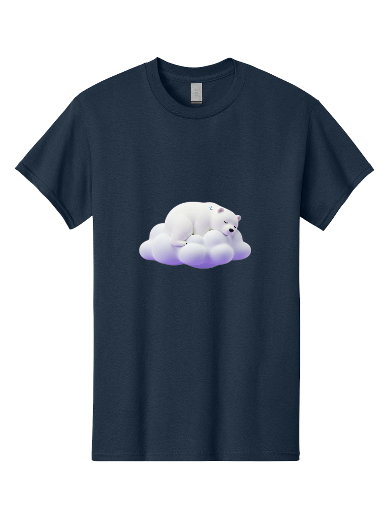 Sleeping-Polar-Bear-5 Men'S Graphic Tee, 100% Cotton, Comfortable Casual Summer Wear, Machine Washable, Sleeping Polar Bear, Cute Cartoon Character, Relaxing On Cloud, Peaceful Slumber, Serene Atmosphere, Adorable Illustration, Zzz, Bae746