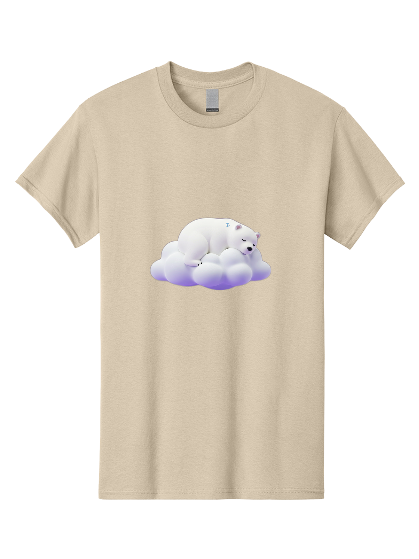 Sleeping-Polar-Bear-5 Men'S Graphic Tee, 100% Cotton, Comfortable Casual Summer Wear, Machine Washable, Sleeping Polar Bear, Cute Cartoon Character, Relaxing On Cloud, Peaceful Slumber, Serene Atmosphere, Adorable Illustration, Zzz, Bae746