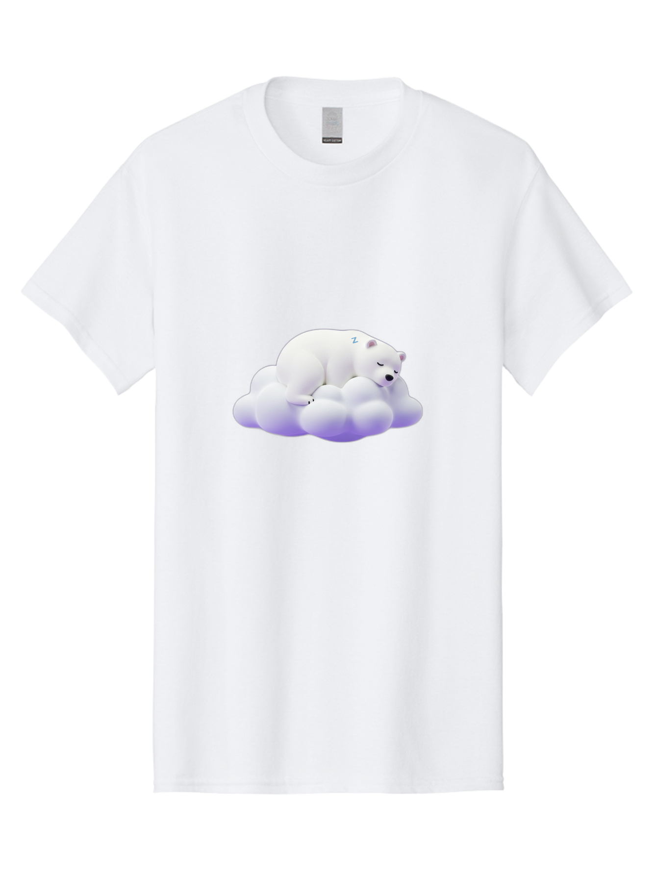 Sleeping-Polar-Bear-5 Men'S Graphic Tee, 100% Cotton, Comfortable Casual Summer Wear, Machine Washable, Sleeping Polar Bear, Cute Cartoon Character, Relaxing On Cloud, Peaceful Slumber, Serene Atmosphere, Adorable Illustration, Zzz, Bae746