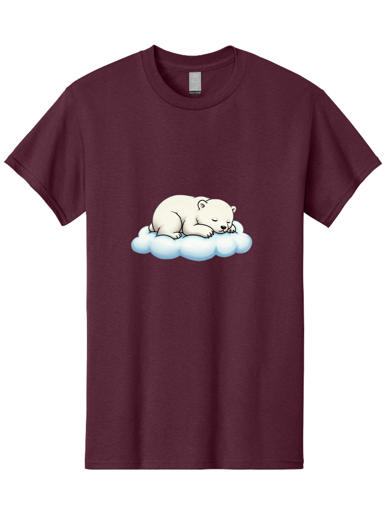 Sleeping-Polar-Bear-6 Men'S Graphic Tee, 100% Cotton, Comfortable Casual Summer Wear, Machine Washable, Sleeping Polar Bear On Cloud, Cute Cartoon Illustration, Adorable Animal, Peaceful Slumber, White Fur, Serene Atmosphere, Dreamy Scene, Bae747
