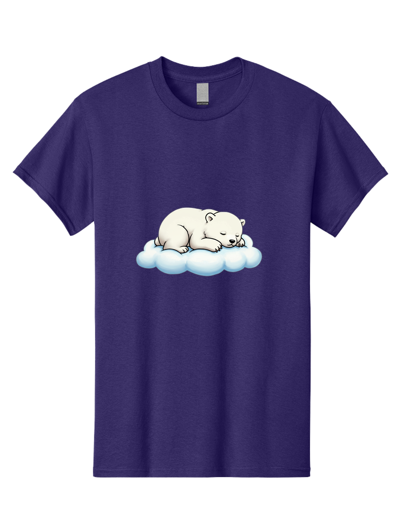Sleeping-Polar-Bear-6 Men'S Graphic Tee, 100% Cotton, Comfortable Casual Summer Wear, Machine Washable, Sleeping Polar Bear On Cloud, Cute Cartoon Illustration, Adorable Animal, Peaceful Slumber, White Fur, Serene Atmosphere, Dreamy Scene, Bae747