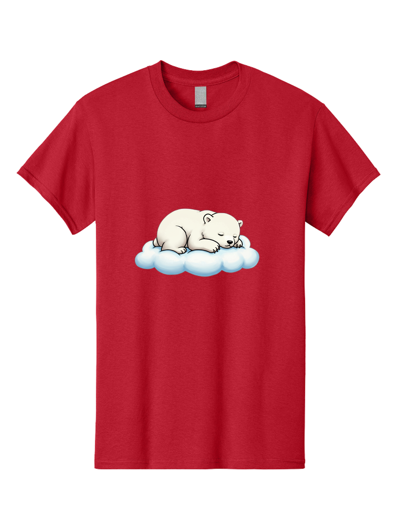Sleeping-Polar-Bear-6 Men'S Graphic Tee, 100% Cotton, Comfortable Casual Summer Wear, Machine Washable, Sleeping Polar Bear On Cloud, Cute Cartoon Illustration, Adorable Animal, Peaceful Slumber, White Fur, Serene Atmosphere, Dreamy Scene, Bae747