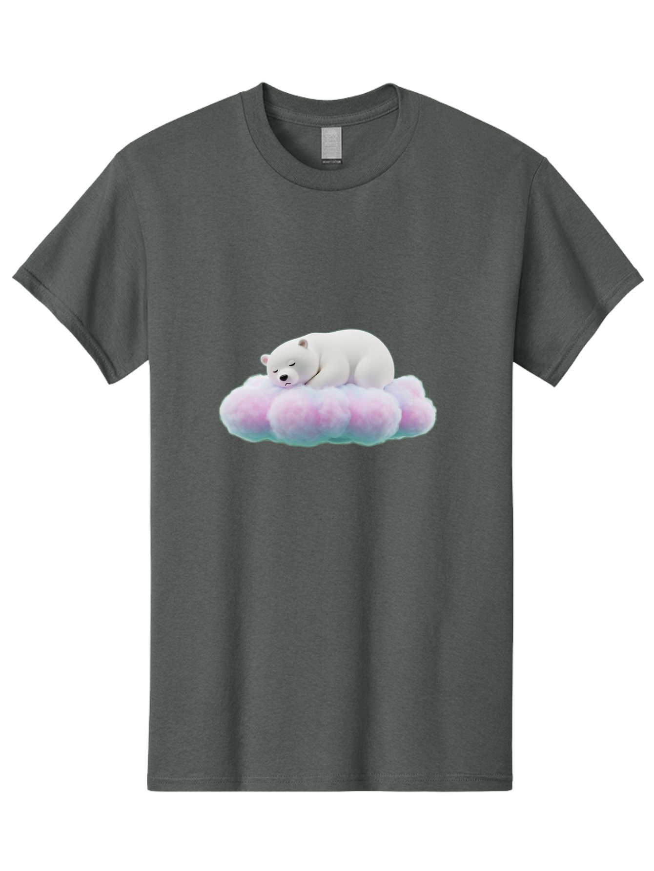 Sleeping-Polar-Bear-8 Men'S Graphic Tee, 100% Cotton, Comfortable Casual Summer Wear, Machine Washable, Sleeping Polar Bear, Fluffy Cloud, Cute Animal, Peaceful Slumber, Adorable Bear, Sweet Dreams, Cartoon Style, Pastel Colors, Bae749