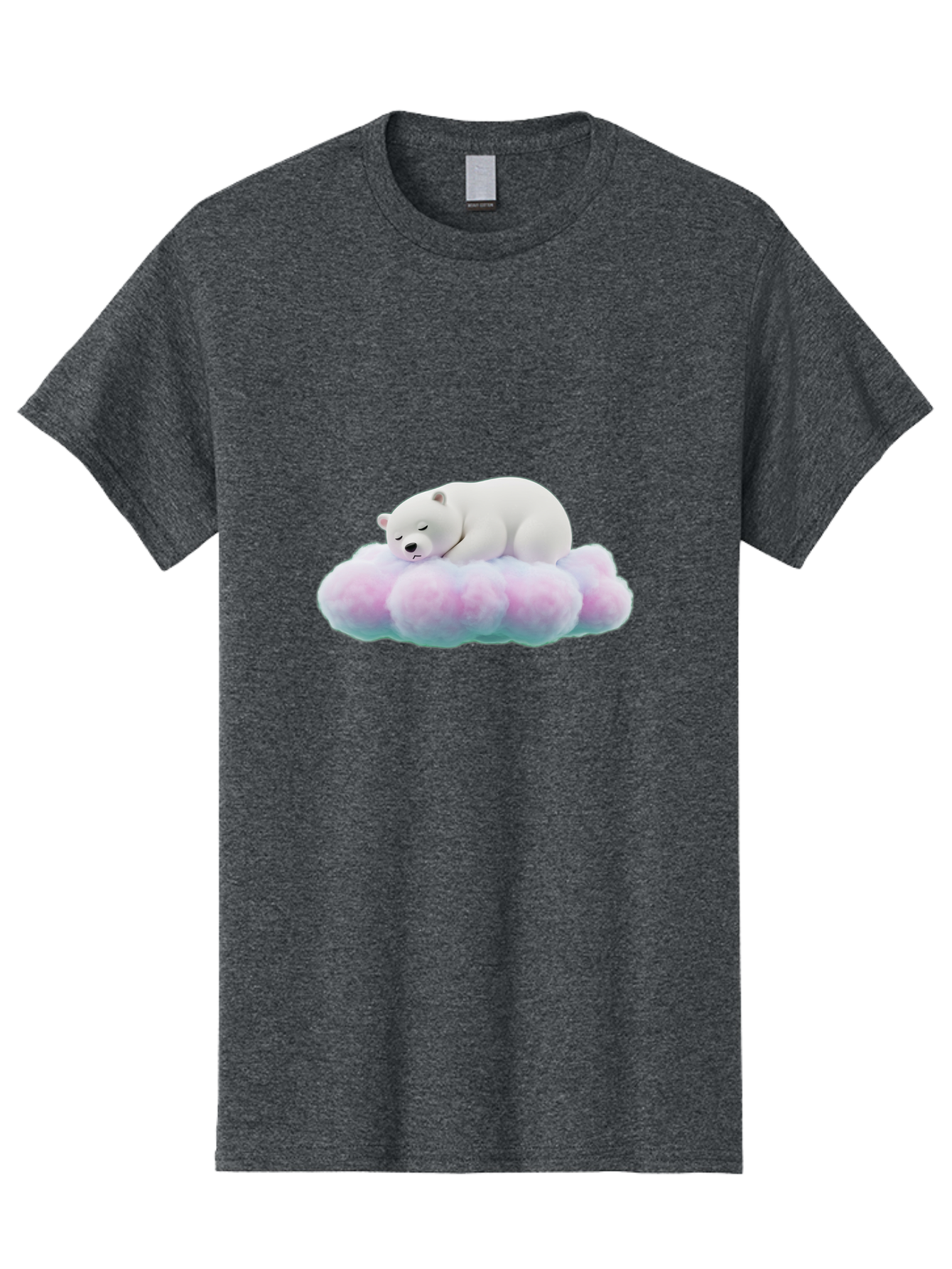 Sleeping-Polar-Bear-8 Men'S Graphic Tee, 100% Cotton, Comfortable Casual Summer Wear, Machine Washable, Sleeping Polar Bear, Fluffy Cloud, Cute Animal, Peaceful Slumber, Adorable Bear, Sweet Dreams, Cartoon Style, Pastel Colors, Bae749