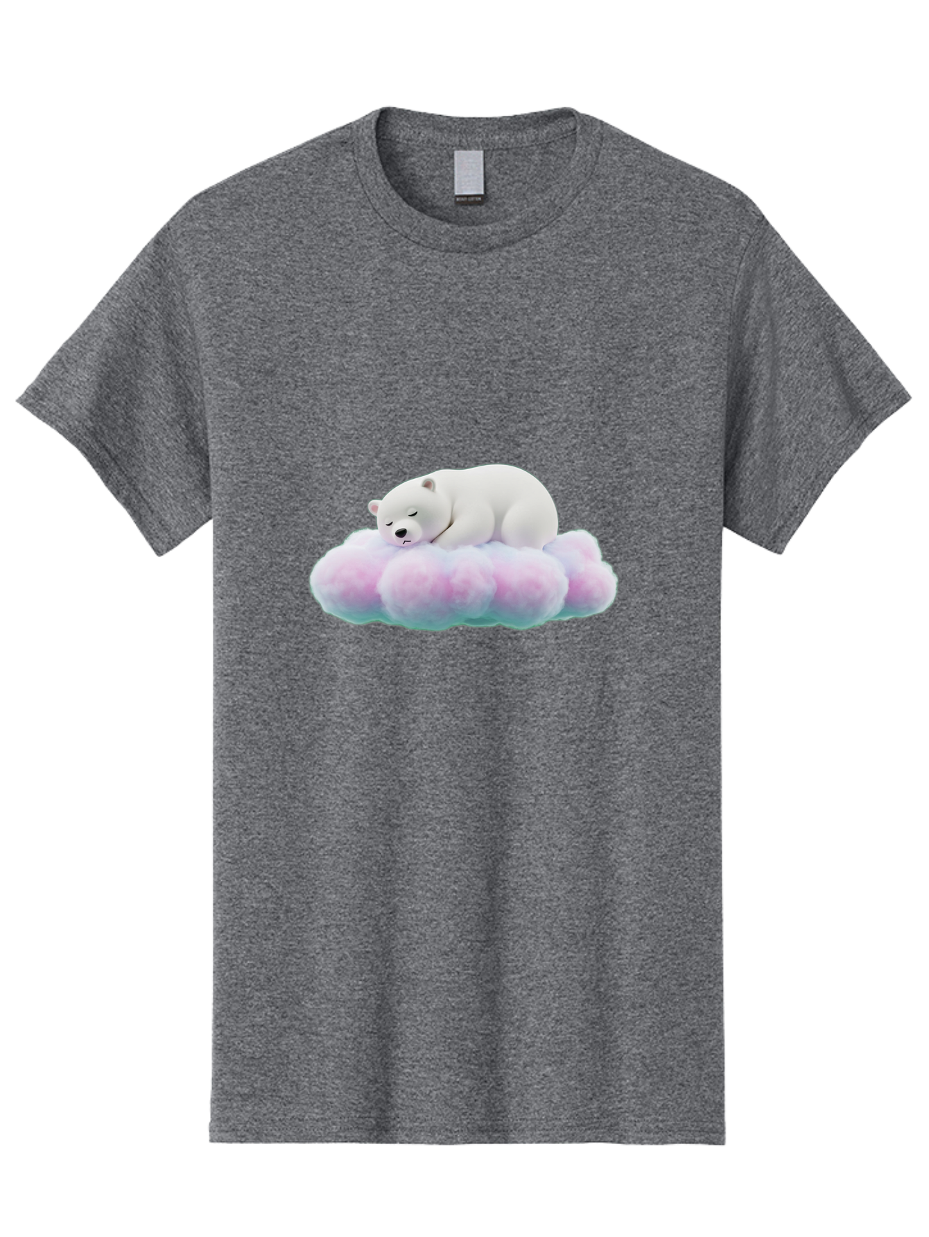 Sleeping-Polar-Bear-8 Men'S Graphic Tee, 100% Cotton, Comfortable Casual Summer Wear, Machine Washable, Sleeping Polar Bear, Fluffy Cloud, Cute Animal, Peaceful Slumber, Adorable Bear, Sweet Dreams, Cartoon Style, Pastel Colors, Bae749