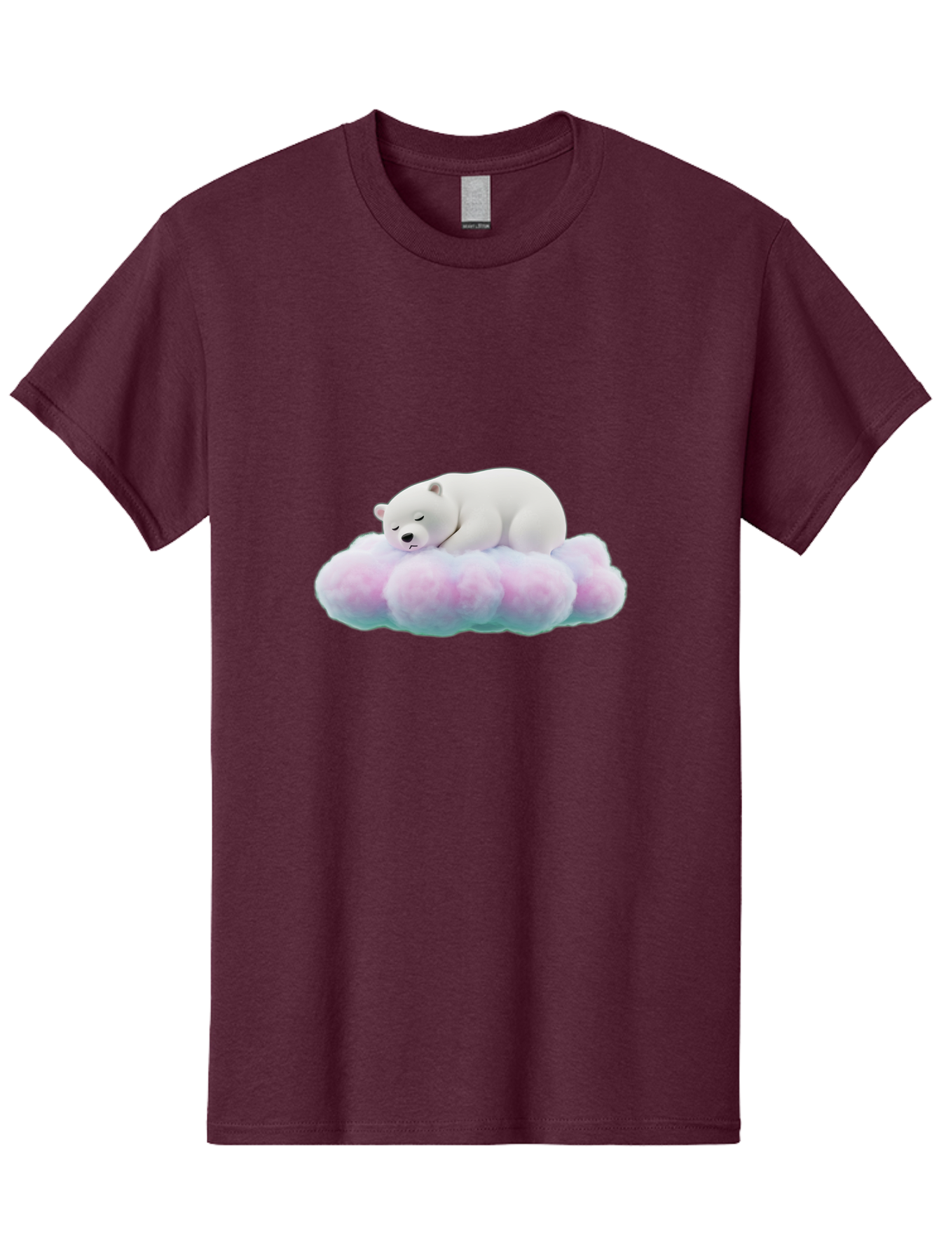 Sleeping-Polar-Bear-8 Men'S Graphic Tee, 100% Cotton, Comfortable Casual Summer Wear, Machine Washable, Sleeping Polar Bear, Fluffy Cloud, Cute Animal, Peaceful Slumber, Adorable Bear, Sweet Dreams, Cartoon Style, Pastel Colors, Bae749