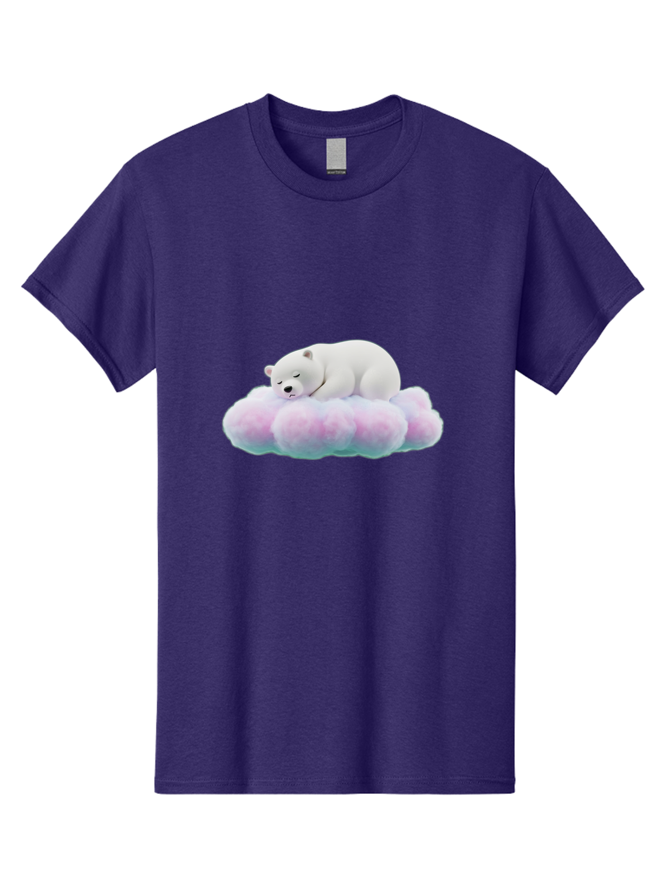 Sleeping-Polar-Bear-8 Men'S Graphic Tee, 100% Cotton, Comfortable Casual Summer Wear, Machine Washable, Sleeping Polar Bear, Fluffy Cloud, Cute Animal, Peaceful Slumber, Adorable Bear, Sweet Dreams, Cartoon Style, Pastel Colors, Bae749