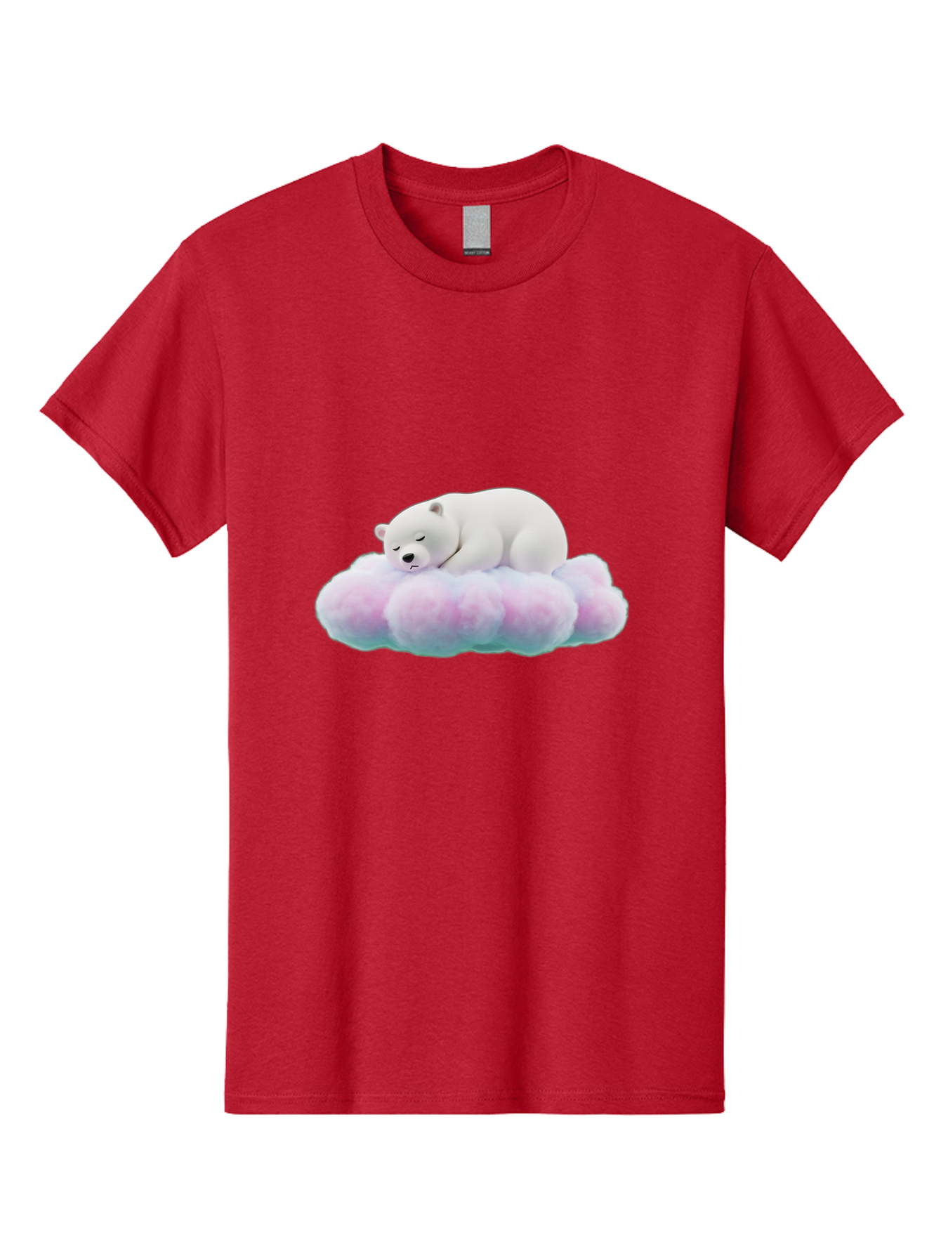 Sleeping-Polar-Bear-8 Men'S Graphic Tee, 100% Cotton, Comfortable Casual Summer Wear, Machine Washable, Sleeping Polar Bear, Fluffy Cloud, Cute Animal, Peaceful Slumber, Adorable Bear, Sweet Dreams, Cartoon Style, Pastel Colors, Bae749