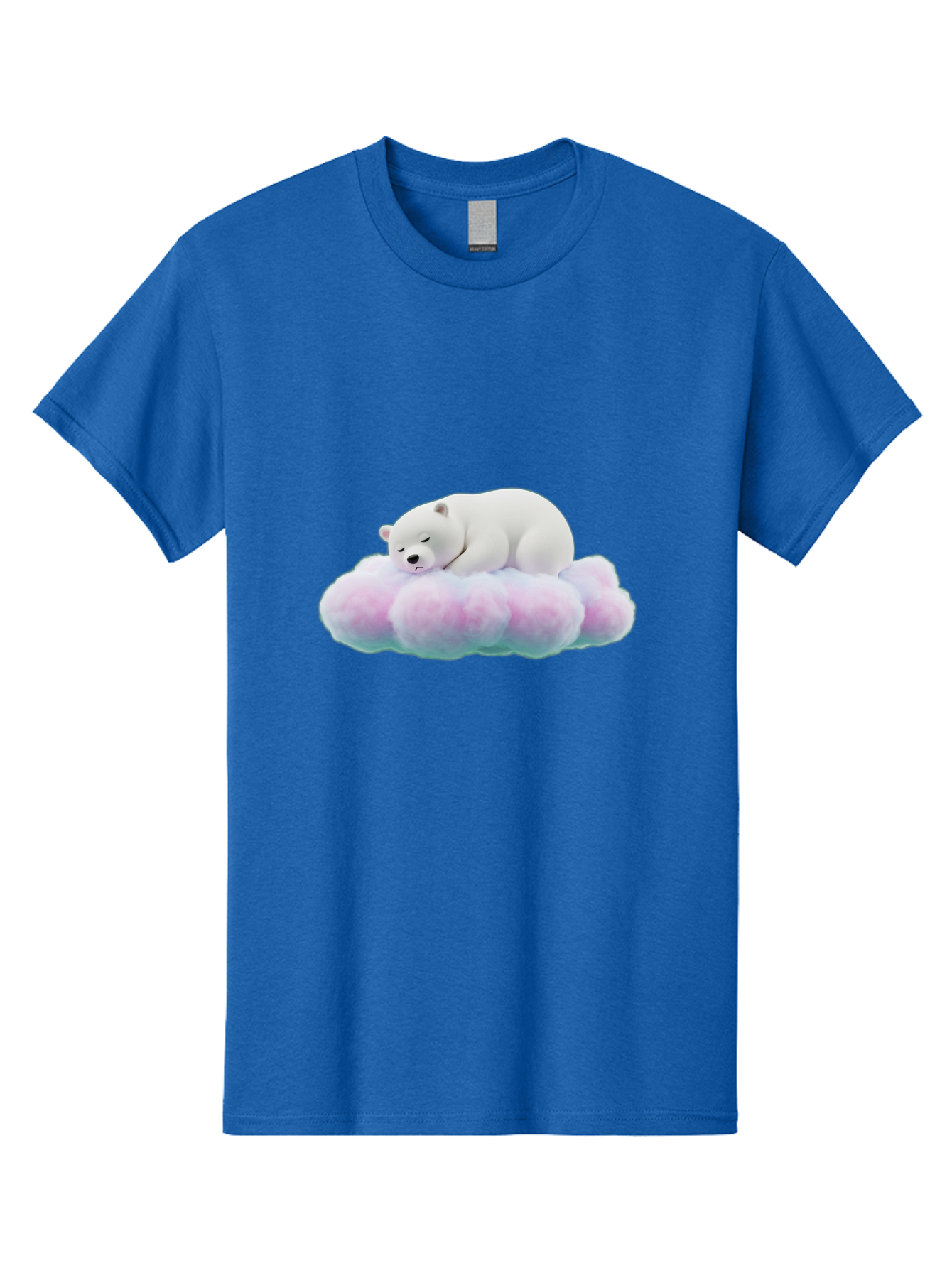 Sleeping-Polar-Bear-8 Men'S Graphic Tee, 100% Cotton, Comfortable Casual Summer Wear, Machine Washable, Sleeping Polar Bear, Fluffy Cloud, Cute Animal, Peaceful Slumber, Adorable Bear, Sweet Dreams, Cartoon Style, Pastel Colors, Bae749