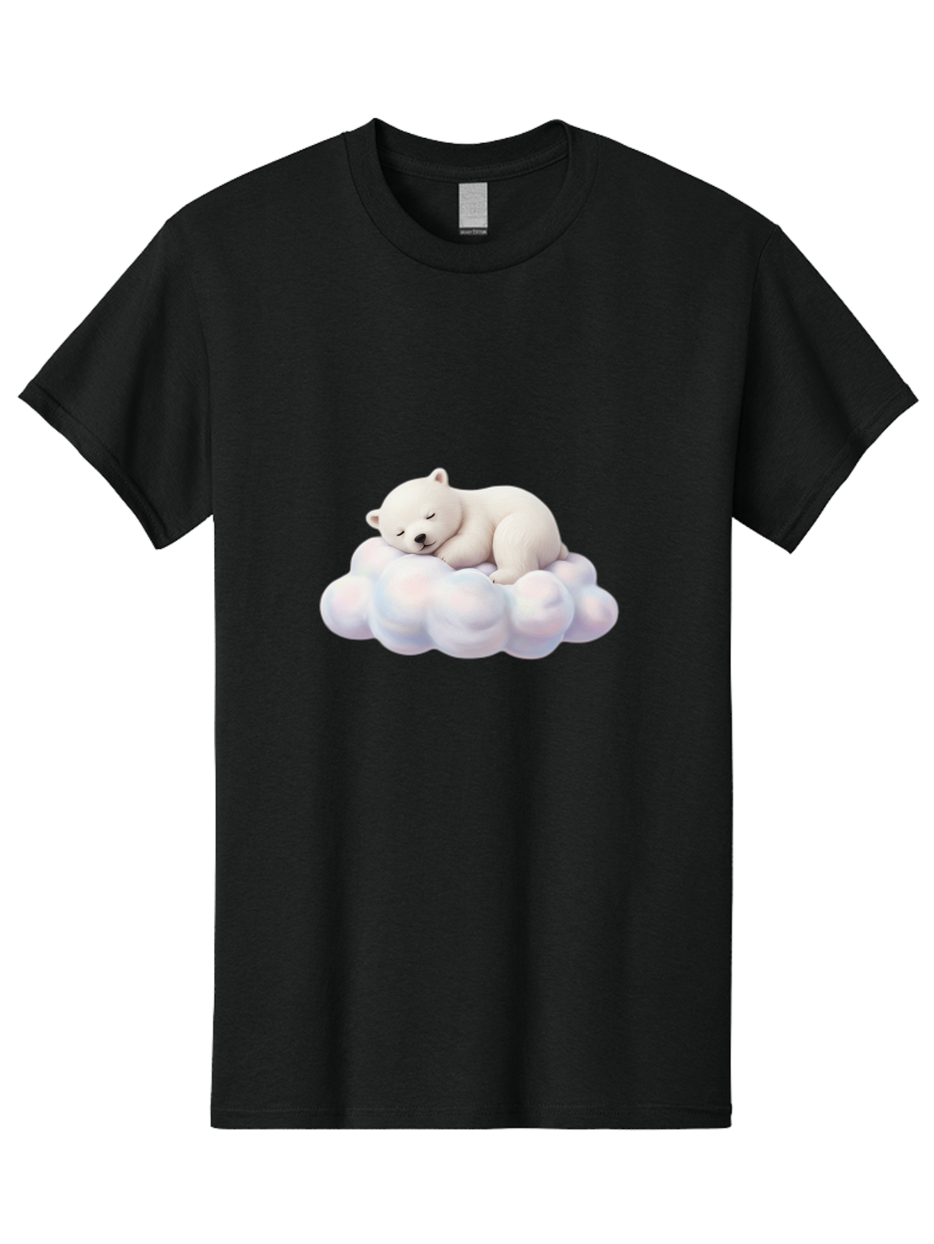 Sleeping-Polar-Bear-On-Cloud Men'S Graphic Tee, 100% Cotton, Comfortable Casual Summer Wear, Machine Washable, Sleeping Polar Bear On A Cloud, Cute Animals, White Bear, Peaceful Atmosphere, Serene Scene, Adorable Creature, Digital Art Bae751