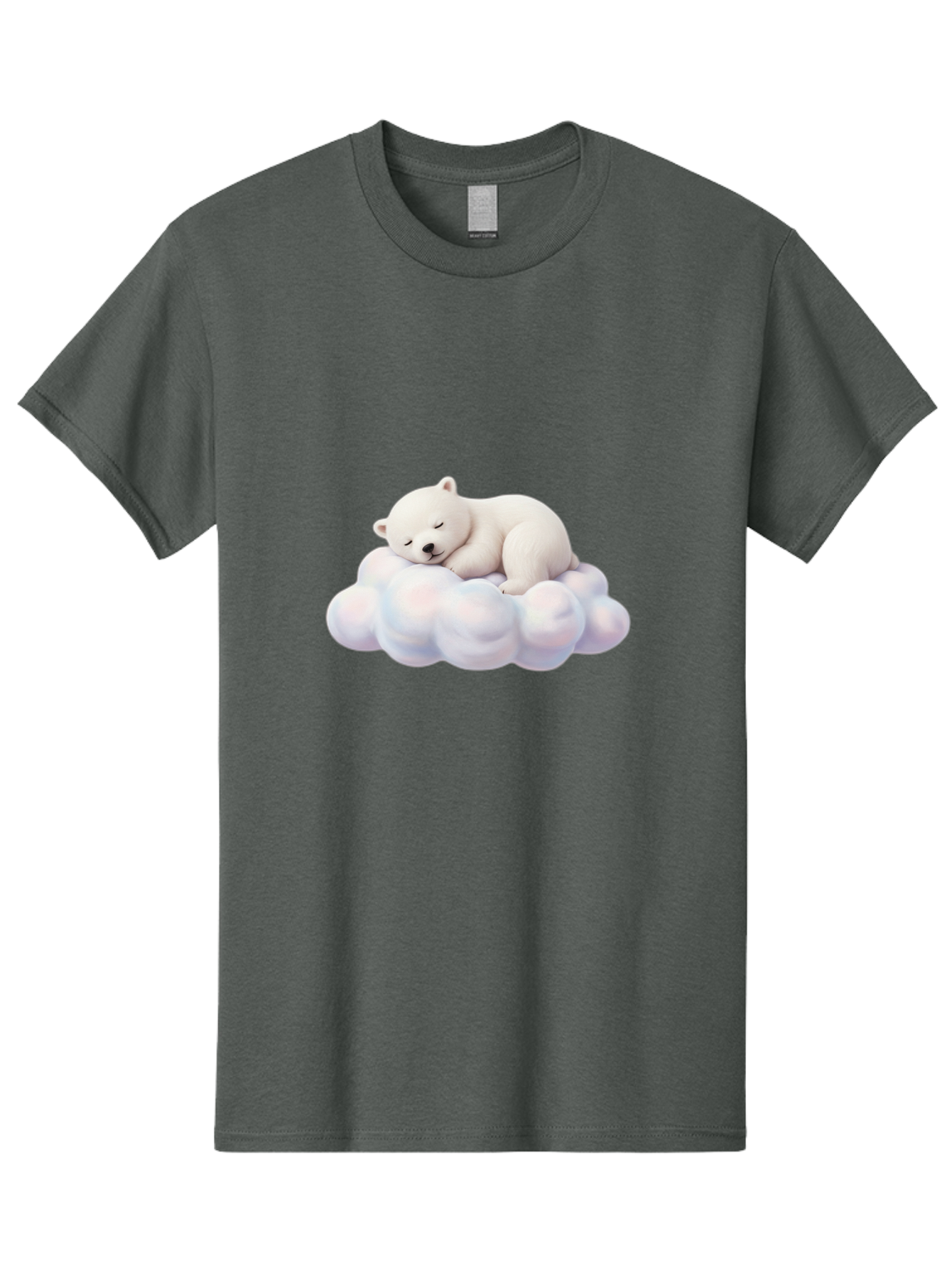 Sleeping-Polar-Bear-On-Cloud Men'S Graphic Tee, 100% Cotton, Comfortable Casual Summer Wear, Machine Washable, Sleeping Polar Bear On A Cloud, Cute Animals, White Bear, Peaceful Atmosphere, Serene Scene, Adorable Creature, Digital Art Bae751