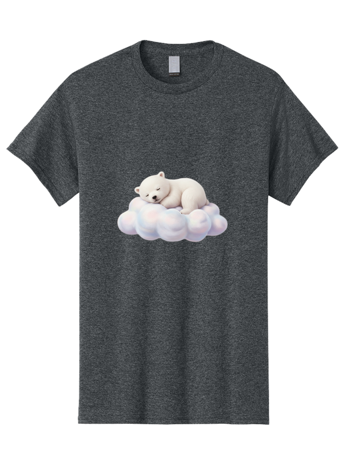 Sleeping-Polar-Bear-On-Cloud Men'S Graphic Tee, 100% Cotton, Comfortable Casual Summer Wear, Machine Washable, Sleeping Polar Bear On A Cloud, Cute Animals, White Bear, Peaceful Atmosphere, Serene Scene, Adorable Creature, Digital Art Bae751