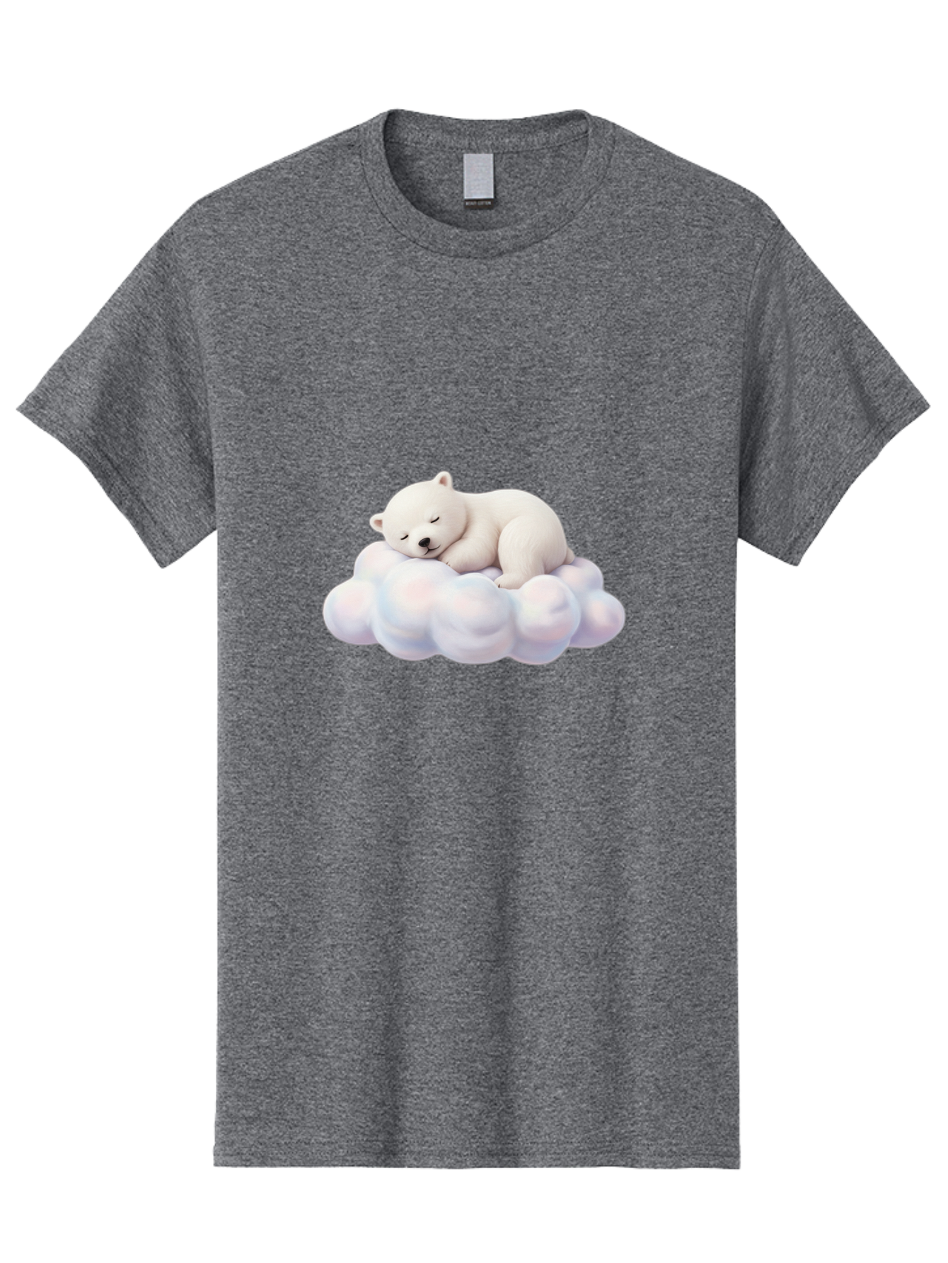 Sleeping-Polar-Bear-On-Cloud Men'S Graphic Tee, 100% Cotton, Comfortable Casual Summer Wear, Machine Washable, Sleeping Polar Bear On A Cloud, Cute Animals, White Bear, Peaceful Atmosphere, Serene Scene, Adorable Creature, Digital Art Bae751