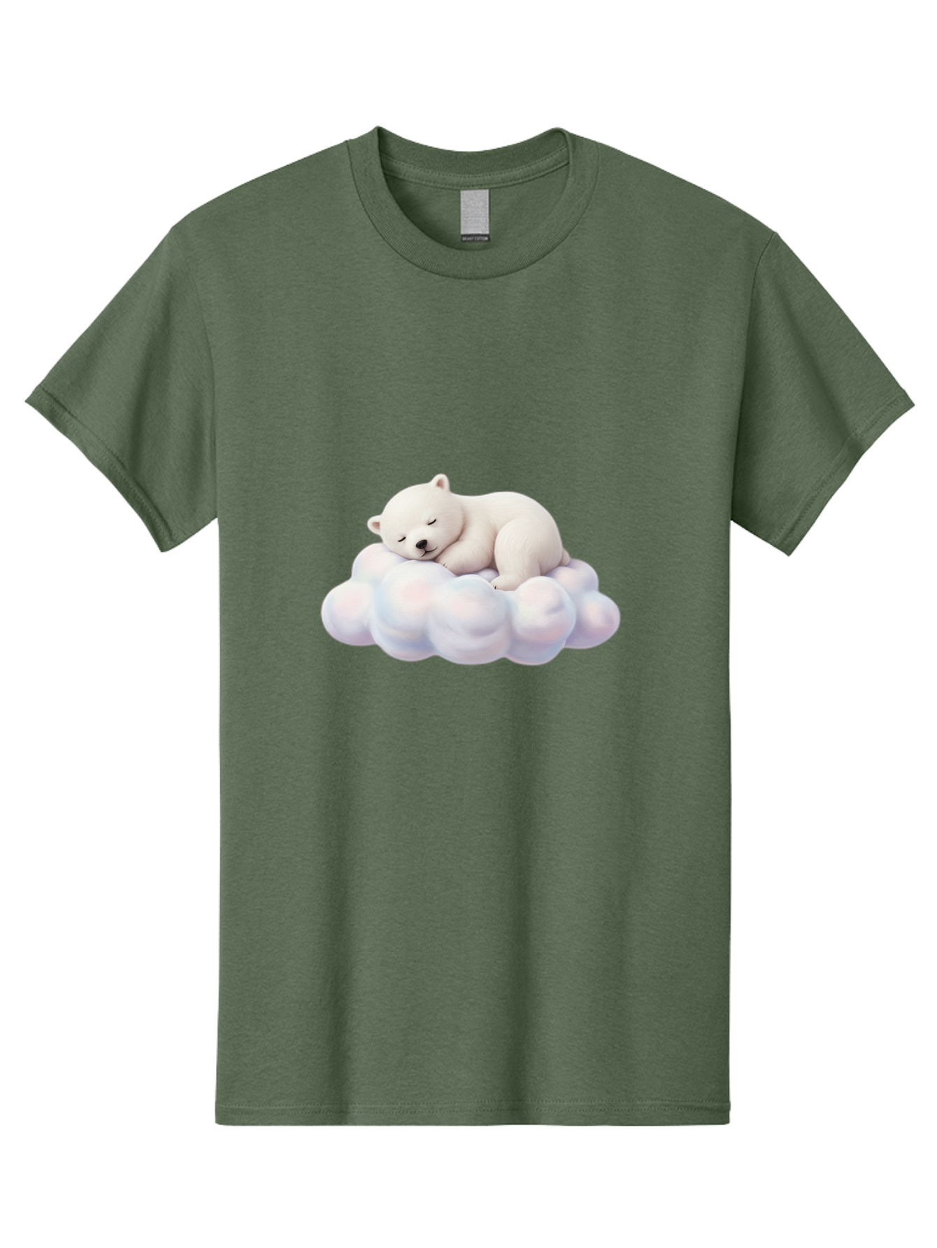 Sleeping-Polar-Bear-On-Cloud Men'S Graphic Tee, 100% Cotton, Comfortable Casual Summer Wear, Machine Washable, Sleeping Polar Bear On A Cloud, Cute Animals, White Bear, Peaceful Atmosphere, Serene Scene, Adorable Creature, Digital Art Bae751