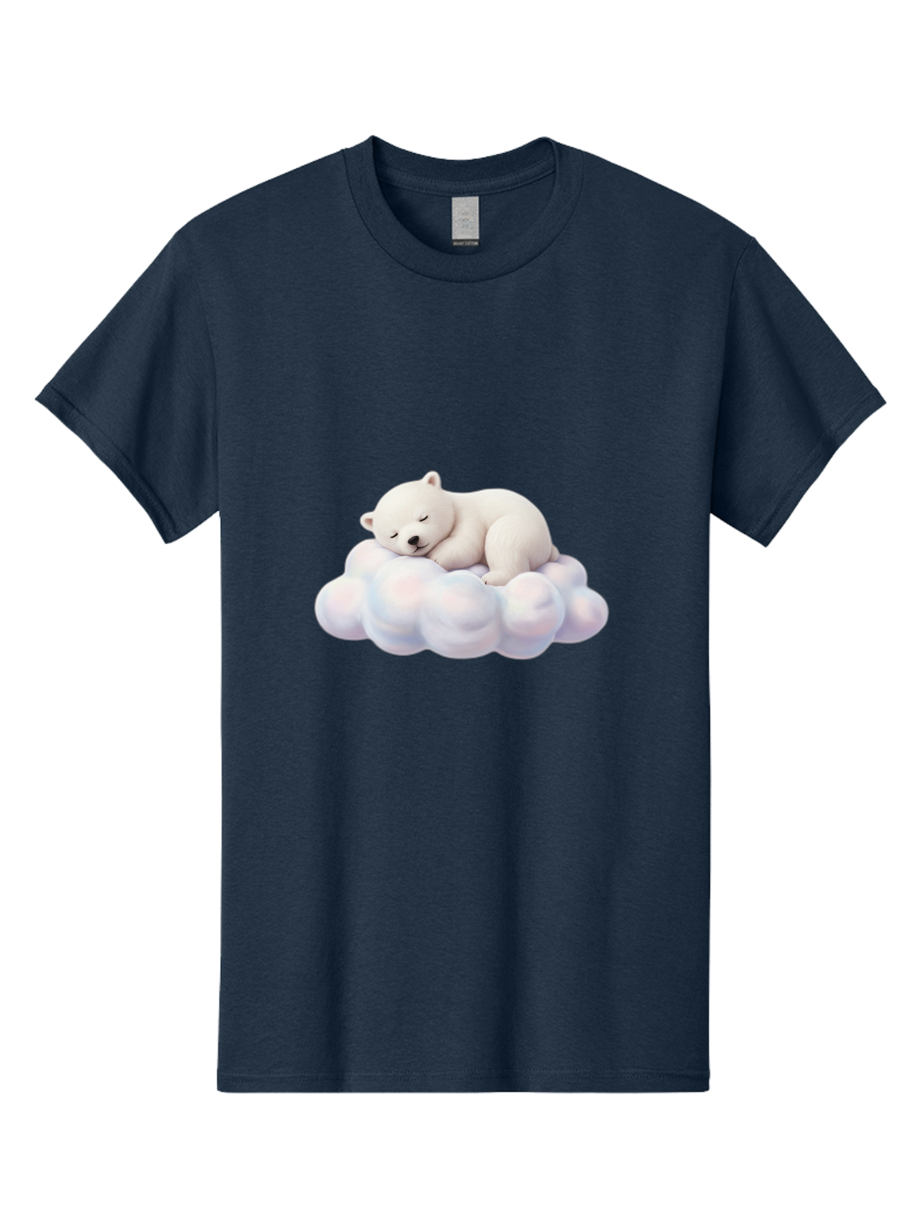 Sleeping-Polar-Bear-On-Cloud Men'S Graphic Tee, 100% Cotton, Comfortable Casual Summer Wear, Machine Washable, Sleeping Polar Bear On A Cloud, Cute Animals, White Bear, Peaceful Atmosphere, Serene Scene, Adorable Creature, Digital Art Bae751