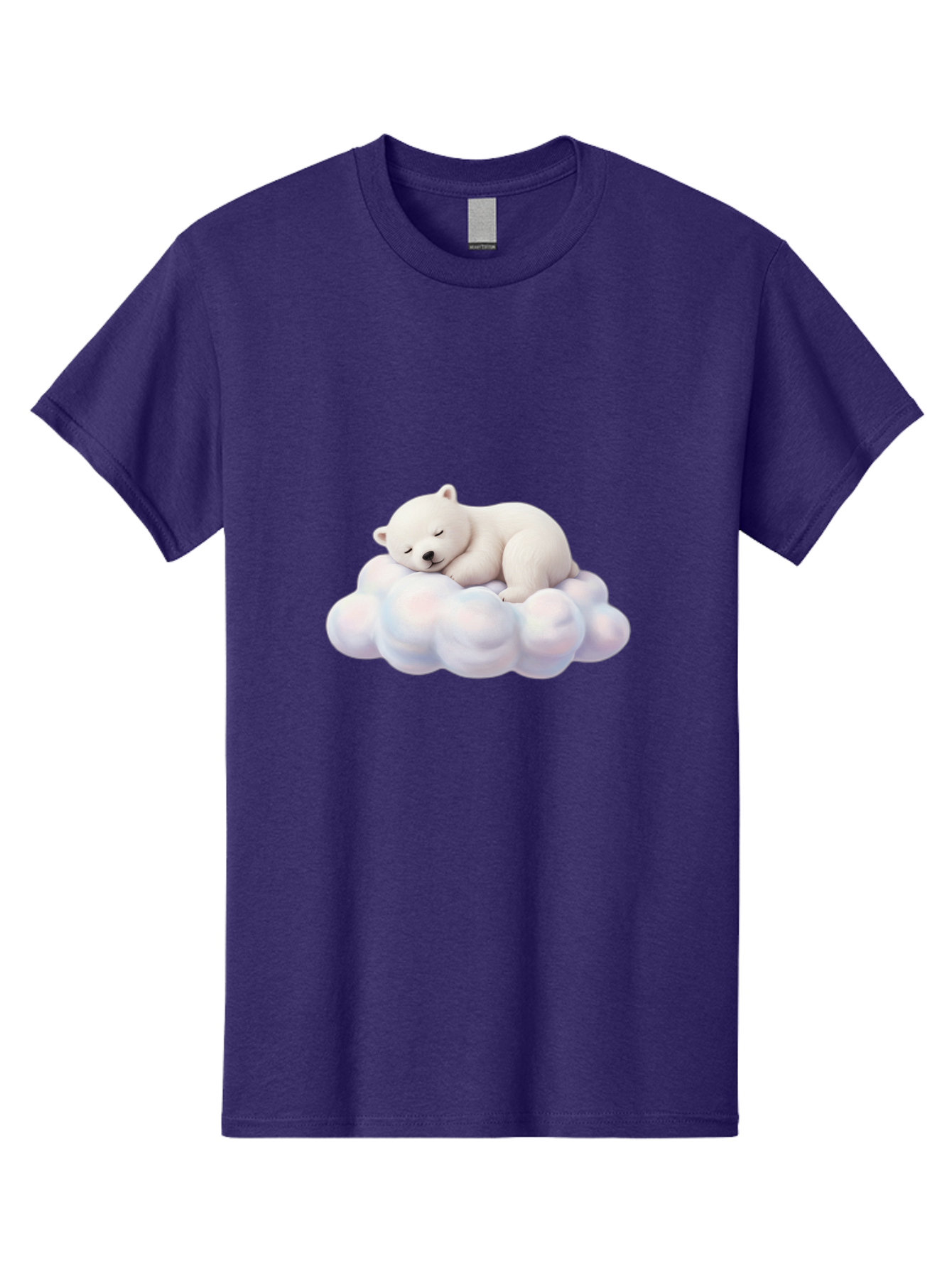 Sleeping-Polar-Bear-On-Cloud Men'S Graphic Tee, 100% Cotton, Comfortable Casual Summer Wear, Machine Washable, Sleeping Polar Bear On A Cloud, Cute Animals, White Bear, Peaceful Atmosphere, Serene Scene, Adorable Creature, Digital Art Bae751