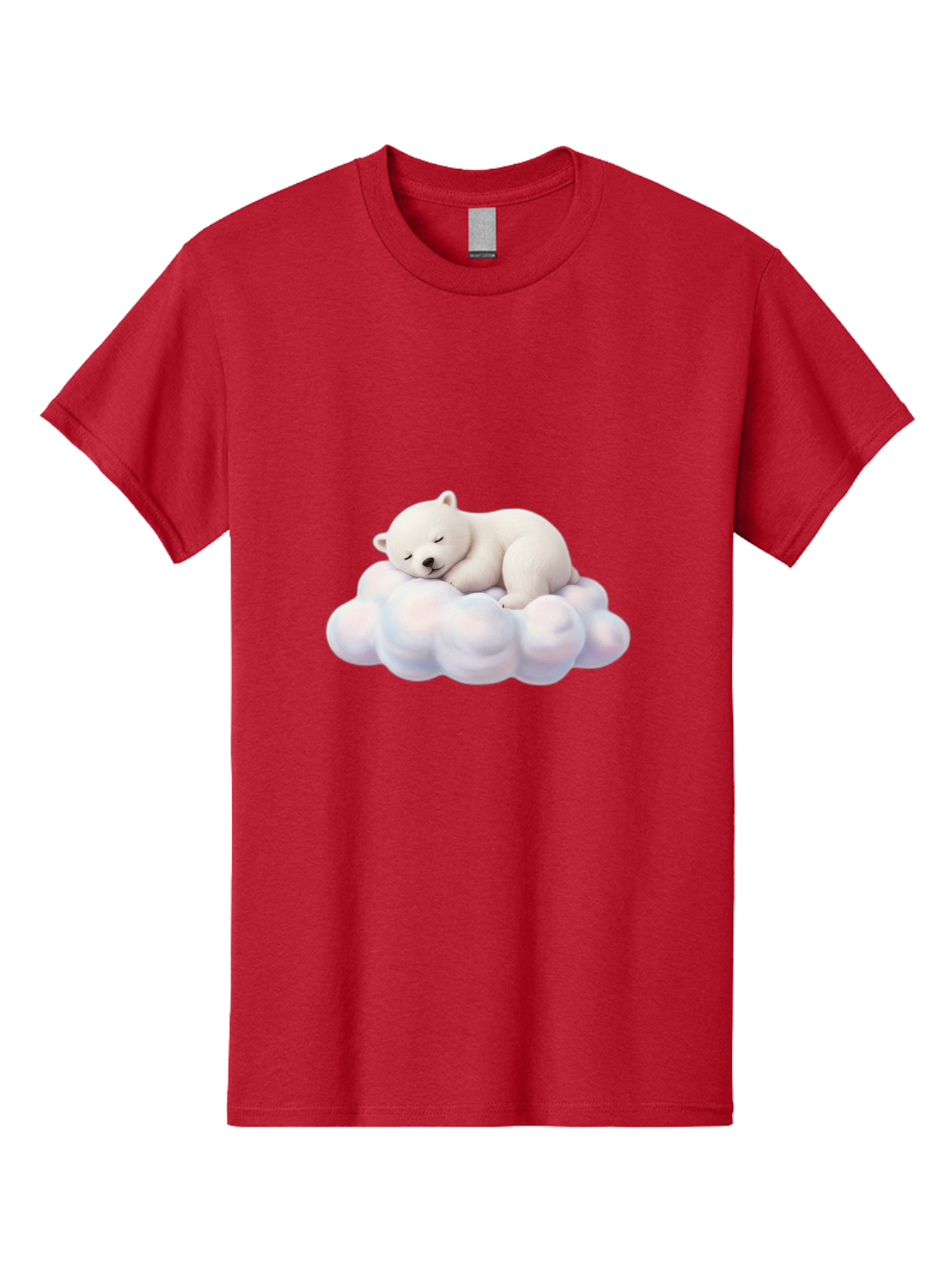 Sleeping-Polar-Bear-On-Cloud Men'S Graphic Tee, 100% Cotton, Comfortable Casual Summer Wear, Machine Washable, Sleeping Polar Bear On A Cloud, Cute Animals, White Bear, Peaceful Atmosphere, Serene Scene, Adorable Creature, Digital Art Bae751