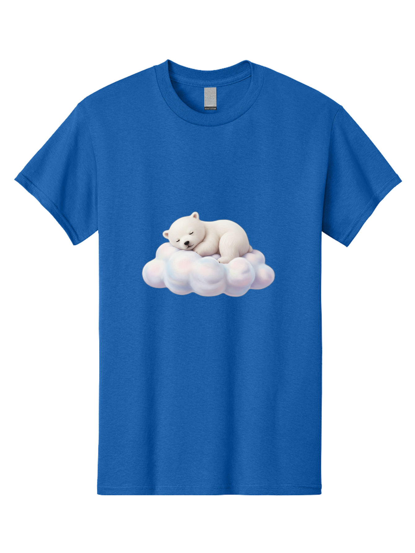 Sleeping-Polar-Bear-On-Cloud Men'S Graphic Tee, 100% Cotton, Comfortable Casual Summer Wear, Machine Washable, Sleeping Polar Bear On A Cloud, Cute Animals, White Bear, Peaceful Atmosphere, Serene Scene, Adorable Creature, Digital Art Bae751