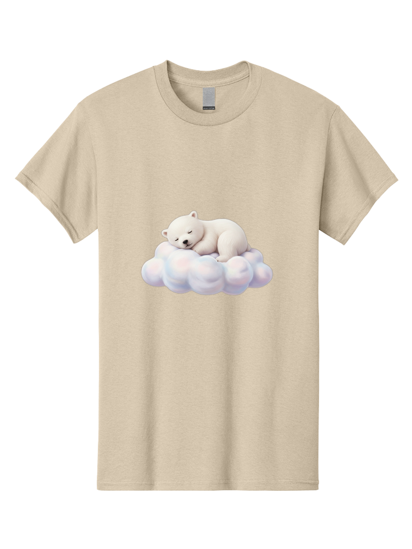 Sleeping-Polar-Bear-On-Cloud Men'S Graphic Tee, 100% Cotton, Comfortable Casual Summer Wear, Machine Washable, Sleeping Polar Bear On A Cloud, Cute Animals, White Bear, Peaceful Atmosphere, Serene Scene, Adorable Creature, Digital Art Bae751